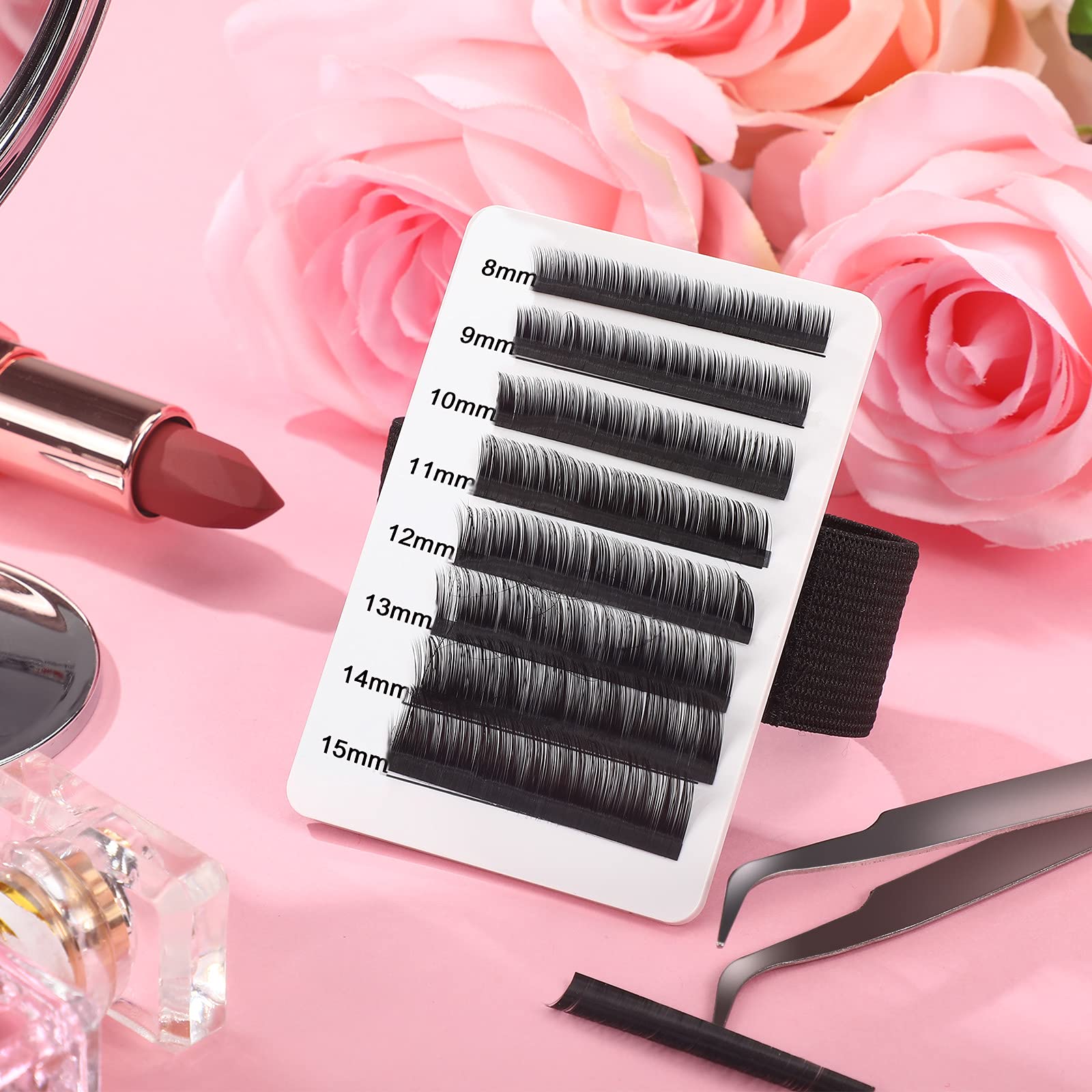 Maitys 6-Piece Eyelash Extension Kit - Professional Lash Holder Tray with Adjustable Wrist Strap, Eyelash Pallet Stand & Makeup Tools (Simple Style) - Perfect for Salon Professionals & DIY Lash Artists at Home