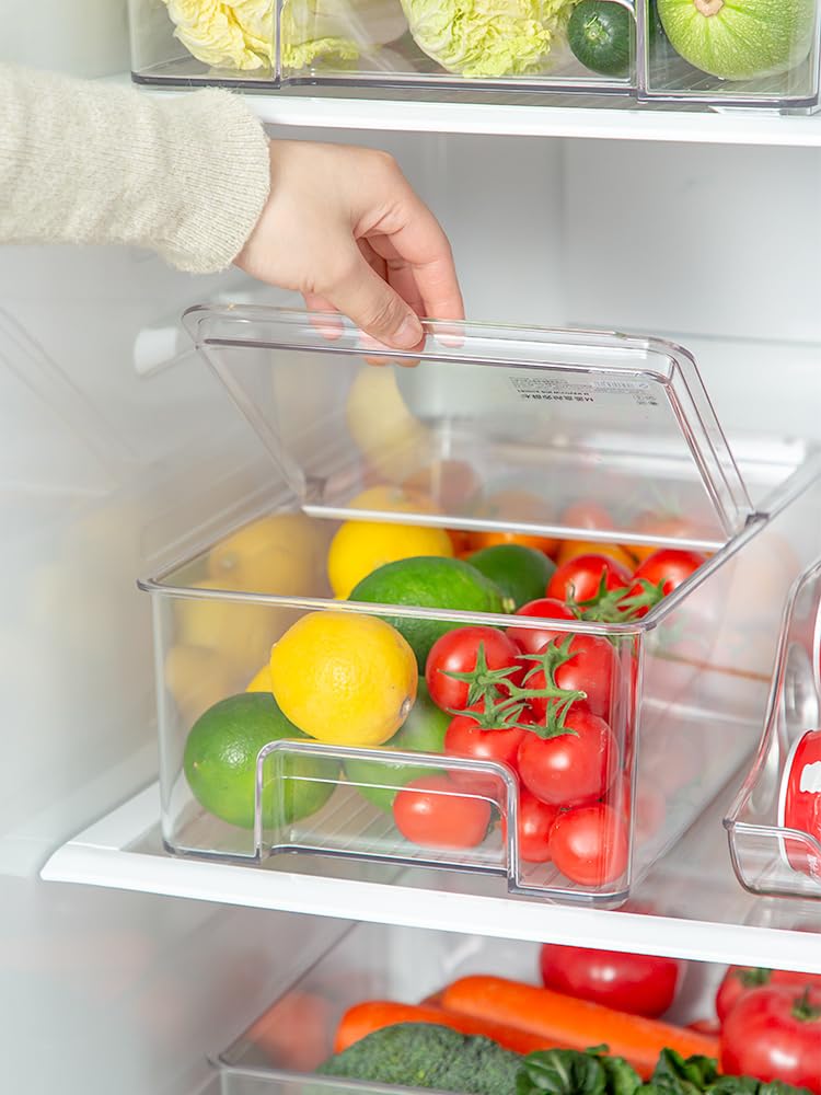 Plastic Food Storage Containers for Fridge & Freezer - Airtight Kitchen Organizer Bins for Fruits, Yogurt, Snacks, Pasta - Set of 2 | Perfect for Meal Prep, Leftovers & Pantry Organization