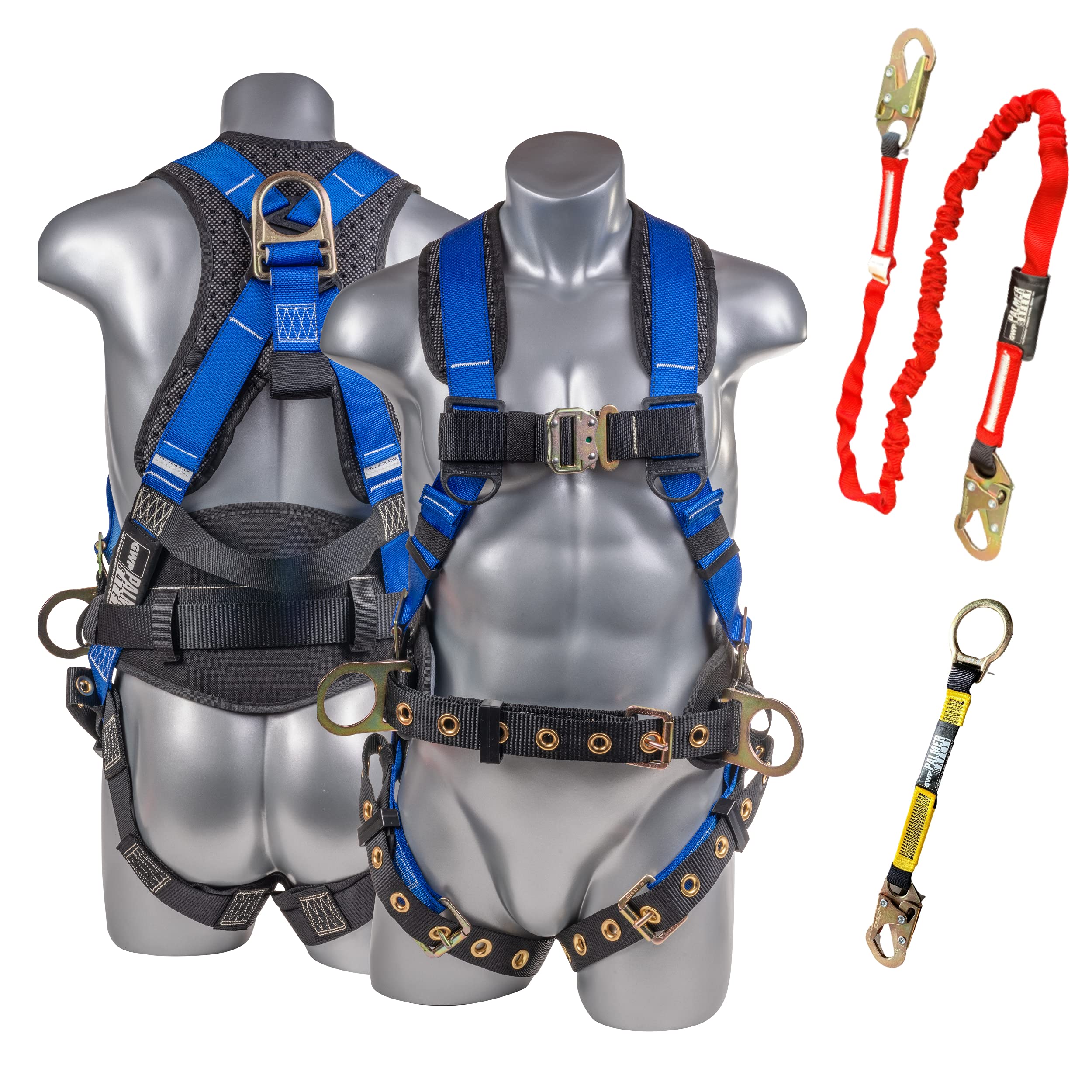 Palmer Safety Fall Protection Harness Kit - Hammerhead Series with Premium Safety Harness, Lanyard & D-Ring Extender | OSHA Compliant Work at Height Gear for Construction, Roofing & Industrial Safety