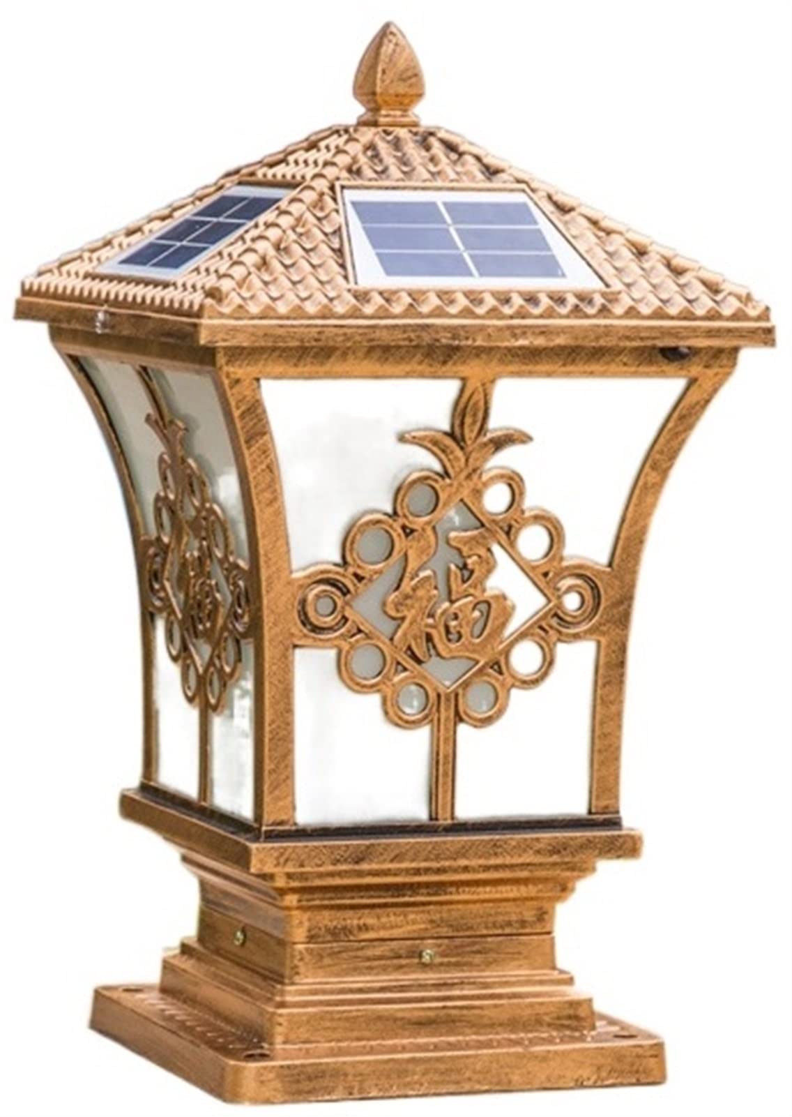 Solar Post Cap Lights Outdoor - Waterproof LED Solar Column Headlight for Garden, Courtyard, Fence & Gate Decoration | Weatherproof Solar Flashlight Lamp with Blessing Word Design | Perfect for Pathway, Driveway & Outdoor Lighting at Night