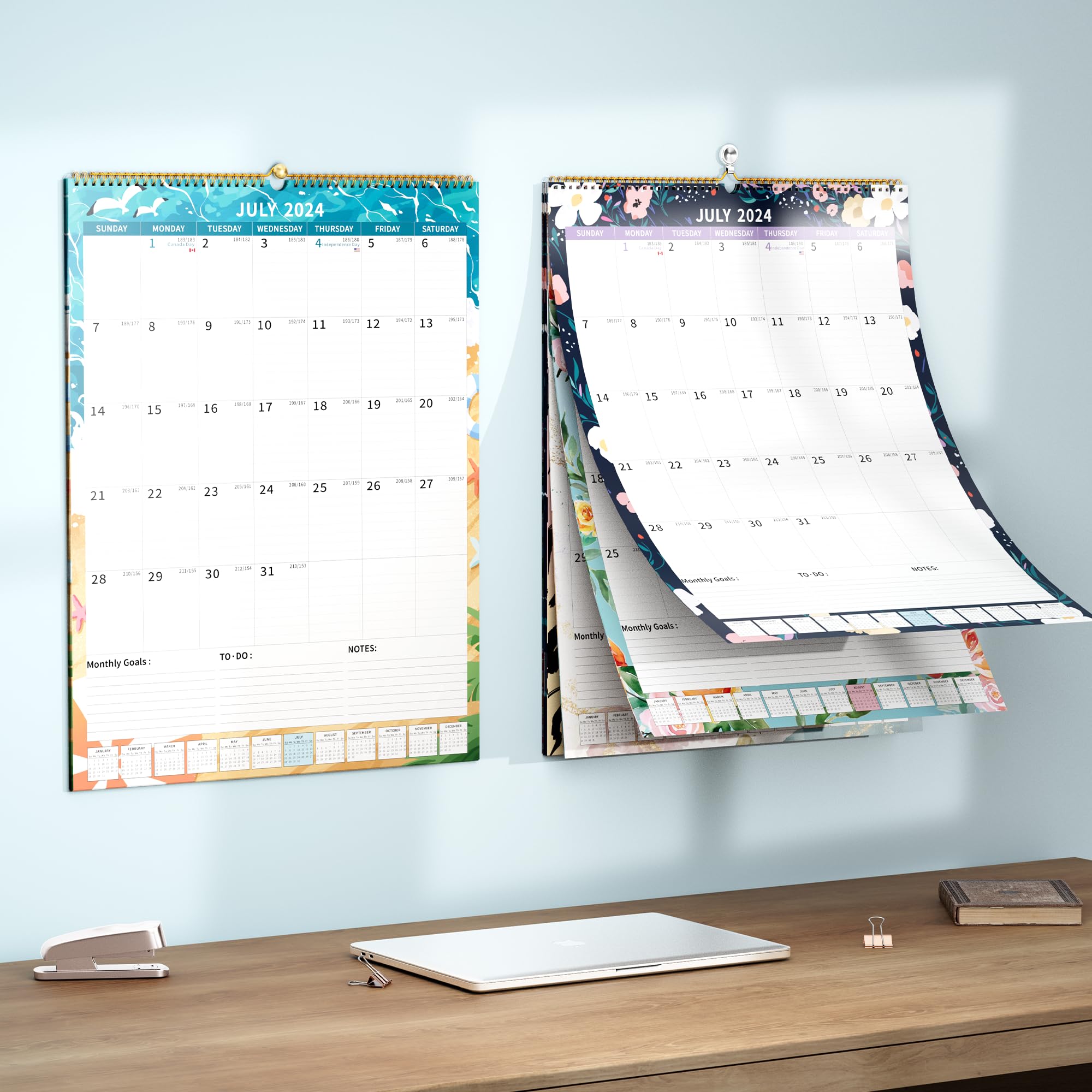 2025 Spiral Bound Desk Calendar - 18 Month Large Wall Calendar (July 2024-December 2025) | 17