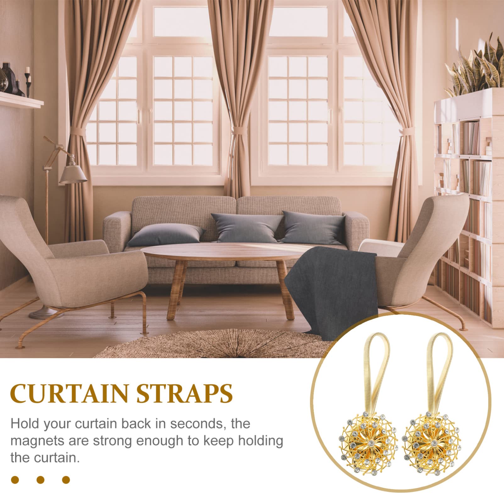 Sparkling Rhinestone Curtain Tiebacks - 2 Pack Bling Drapery Holdbacks for Windows, Elegant Curtain Buckles for Living Room & Bedroom Decor | Perfect for Weddings, Home Theater & Luxury Interior Design