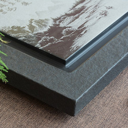 Handcrafted Black Stone Tea Tray with Exquisite Landscape Carvings - Perfect for Chinese Tea Ceremony, Home Decor & Zen Meditation Spaces
