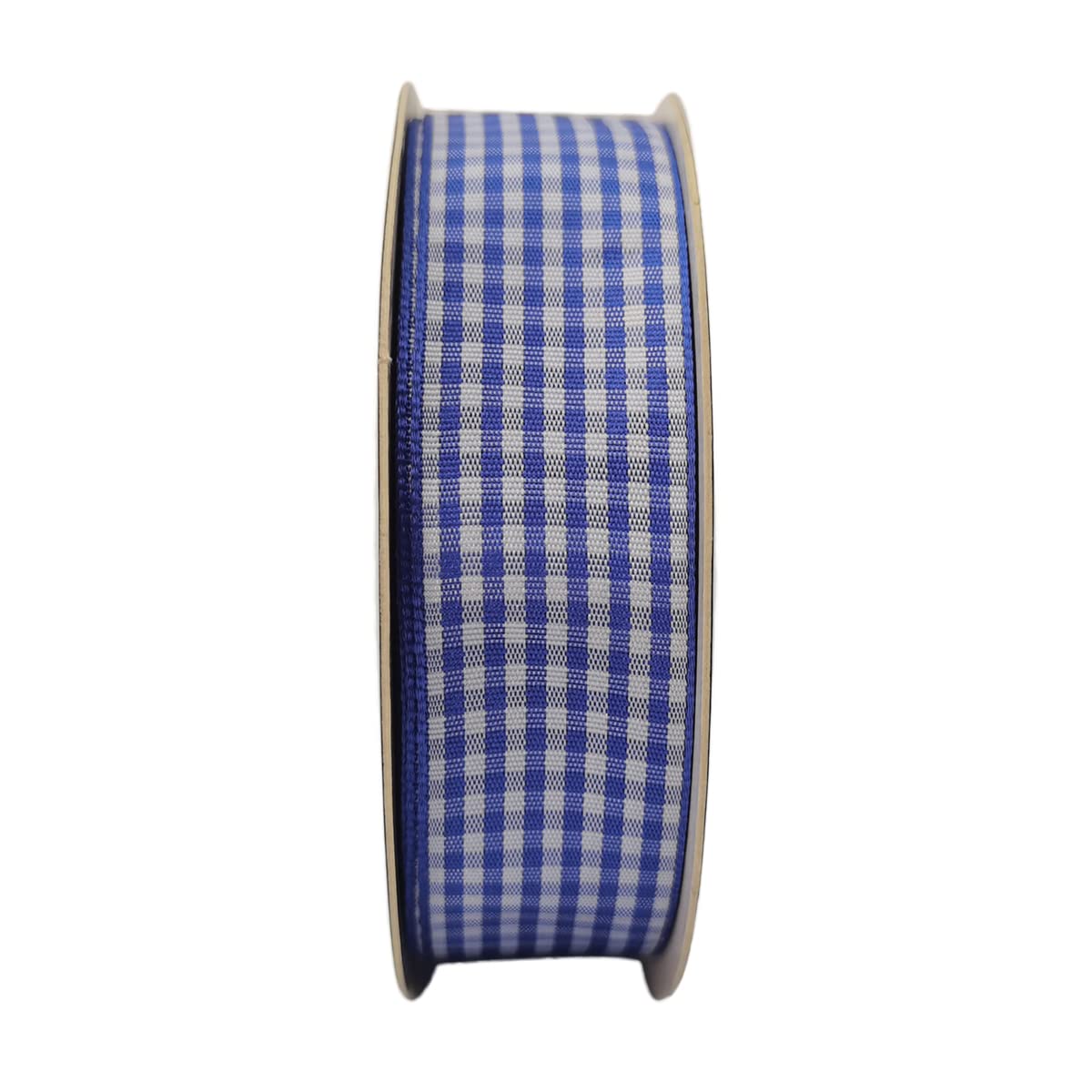 Blue and White Gingham Plaid Ribbon - 25 Yards per Roll, 1 Inch Wide, 100% Polyester - Perfect for Gift Wrapping, DIY Crafts, and Party Decorations