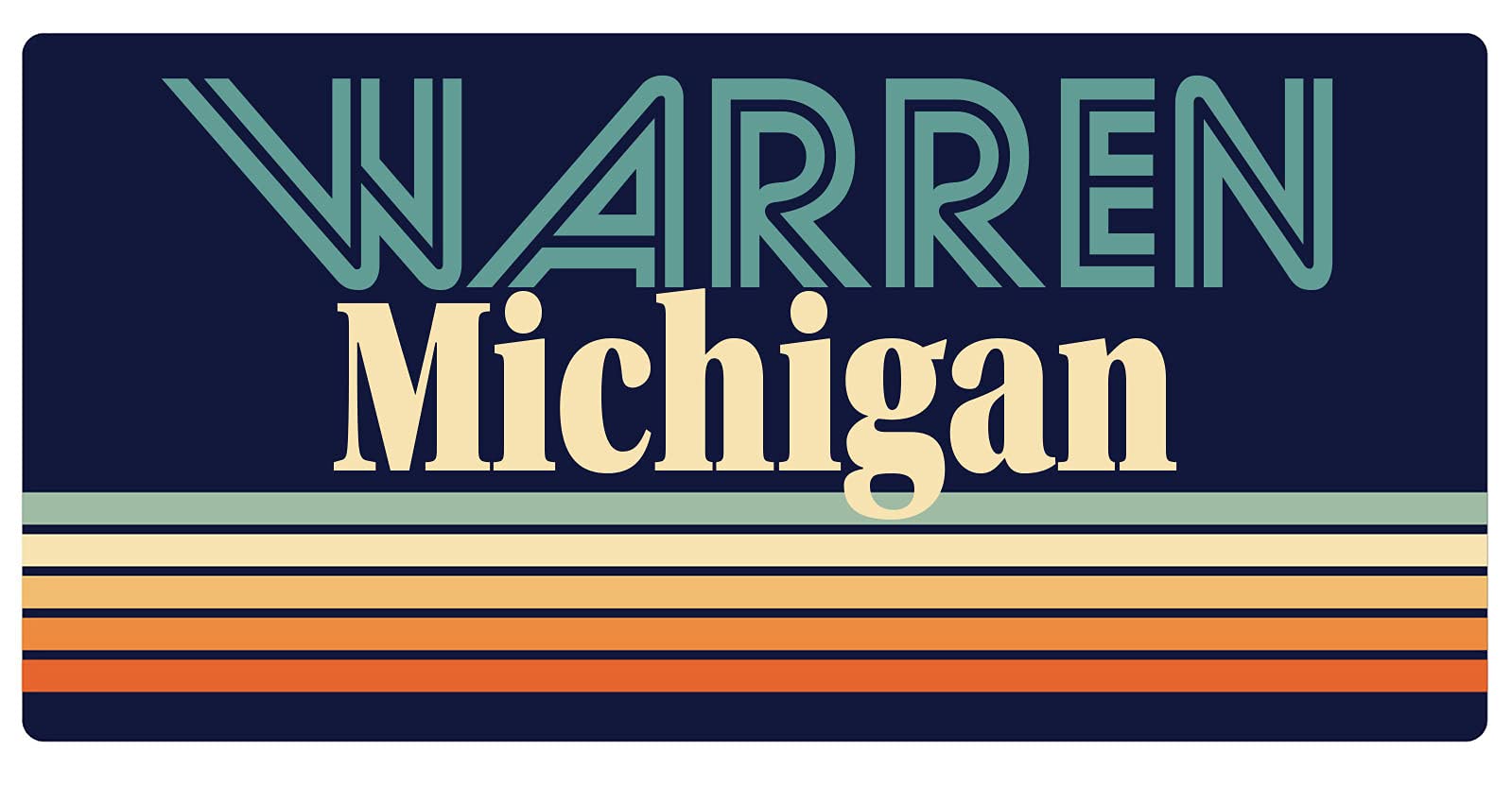 Warren Michigan 5 x 2.5-Inch Retro Fridge Magnet - Vintage Style Decorative Refrigerator Magnet for Home, Office & Dorm Room Decor
