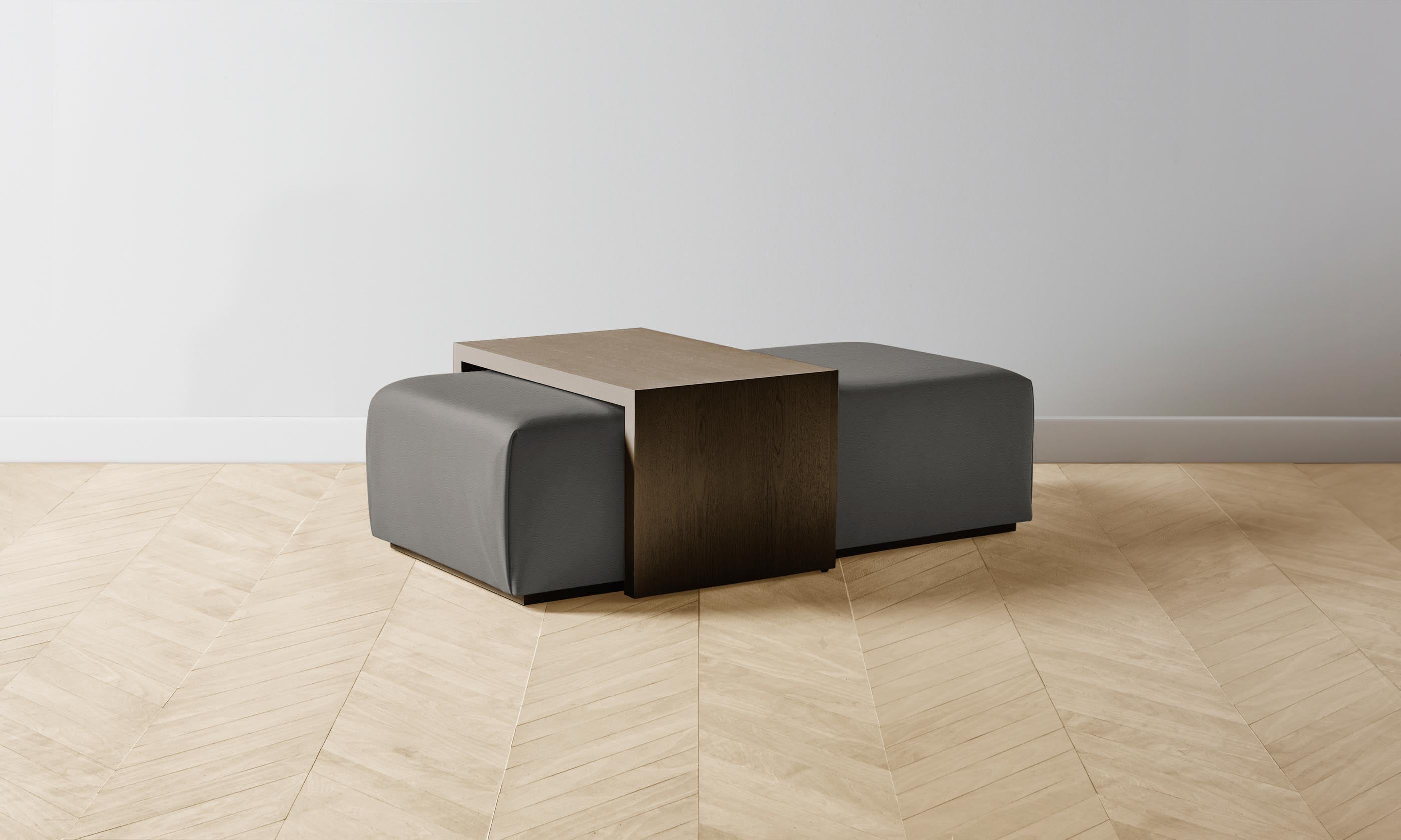 The Bowery Ottoman - Premium Pebbled Leather Ash Gray Footrest Stool for Living Room, Bedroom & Office - Modern Home Decor & Comfortable Seating Solution
