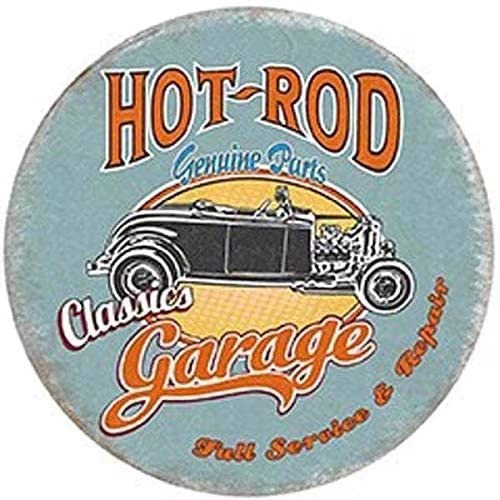 1000pc Hot Rod Garage Round Jigsaw Puzzle - Fun Educational Toy for Adults & Kids