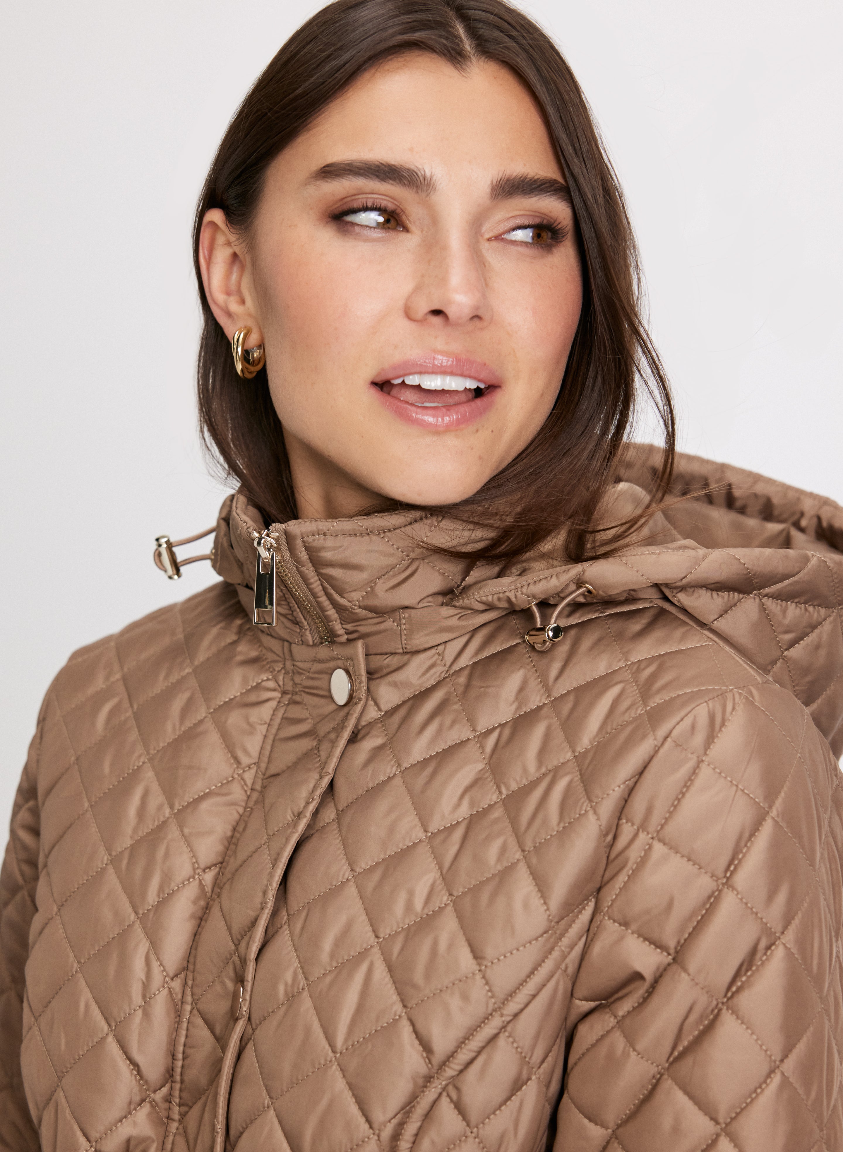 Diamond Quilted Belted Jacket for Women - Stylish Winter Coat with Warm Faux Fur Lining | Perfect for Outdoor Activities, Travel & Casual Wear