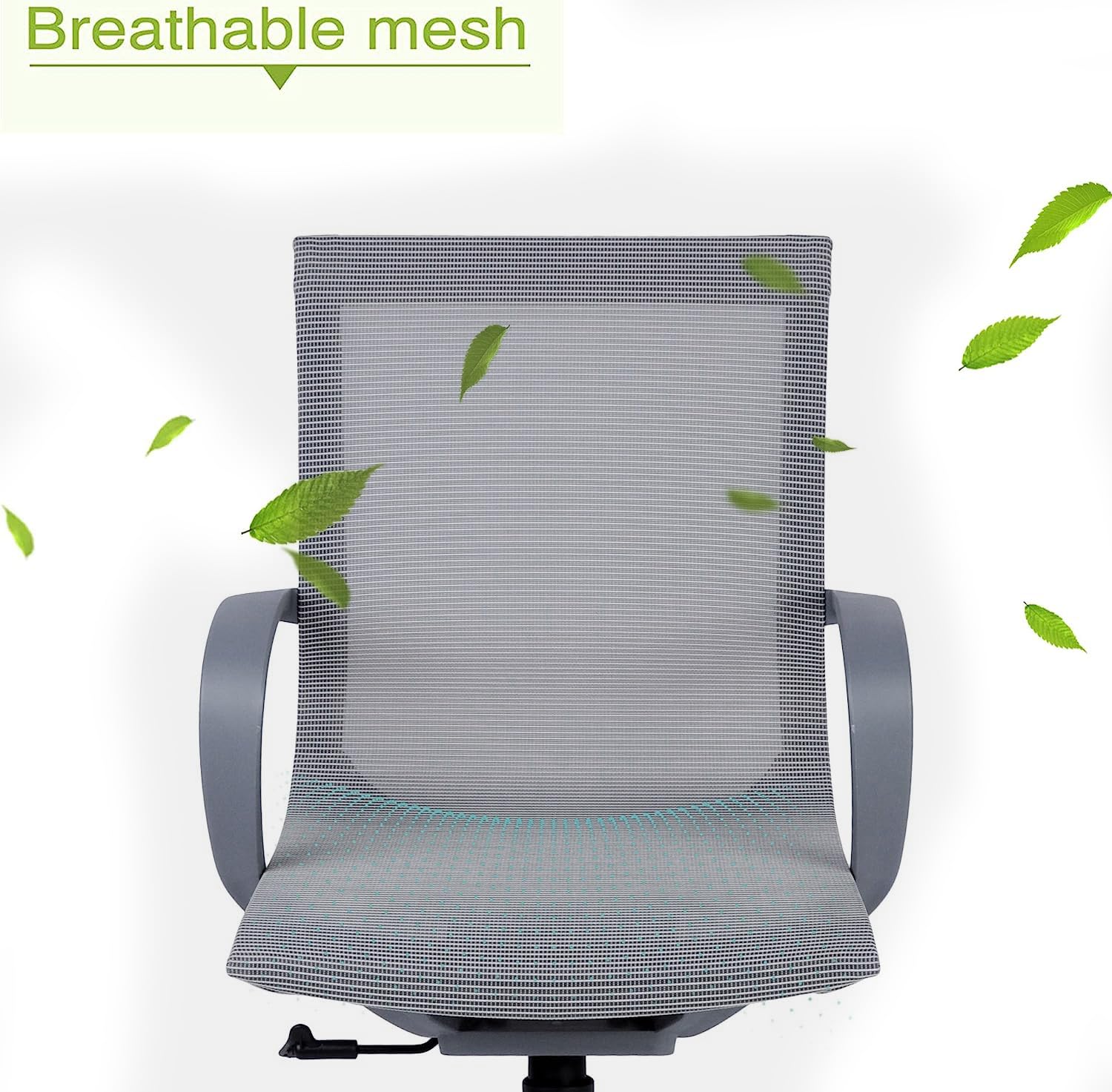 Ergonomic Mesh Office Chair with Adjustable Height, Mid Back Support & Lumbar Cushion - Swivel Computer Desk Chair with Armrests for Home Office, Conference Room & Gaming - Breathable Gray Task Chair for Long Work Sessions