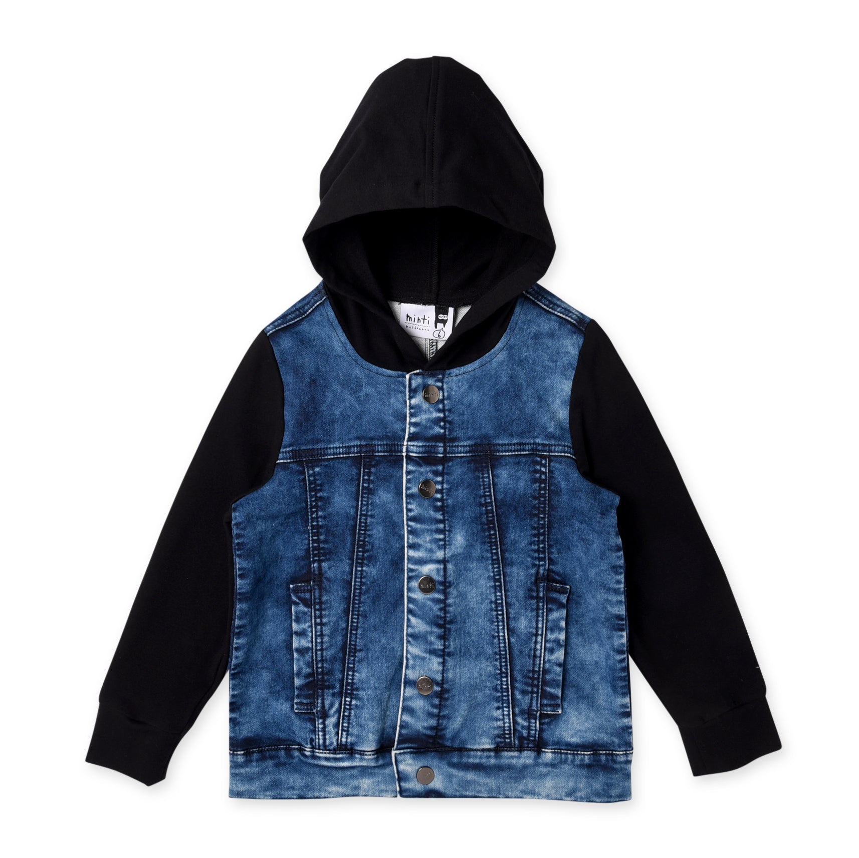Minti Hooded Rocker Jacket - Blue Denim Jacket for Women | Stylish Biker Jacket with Hood | Perfect for Concerts, Motorcycle Rides & Street Fashion