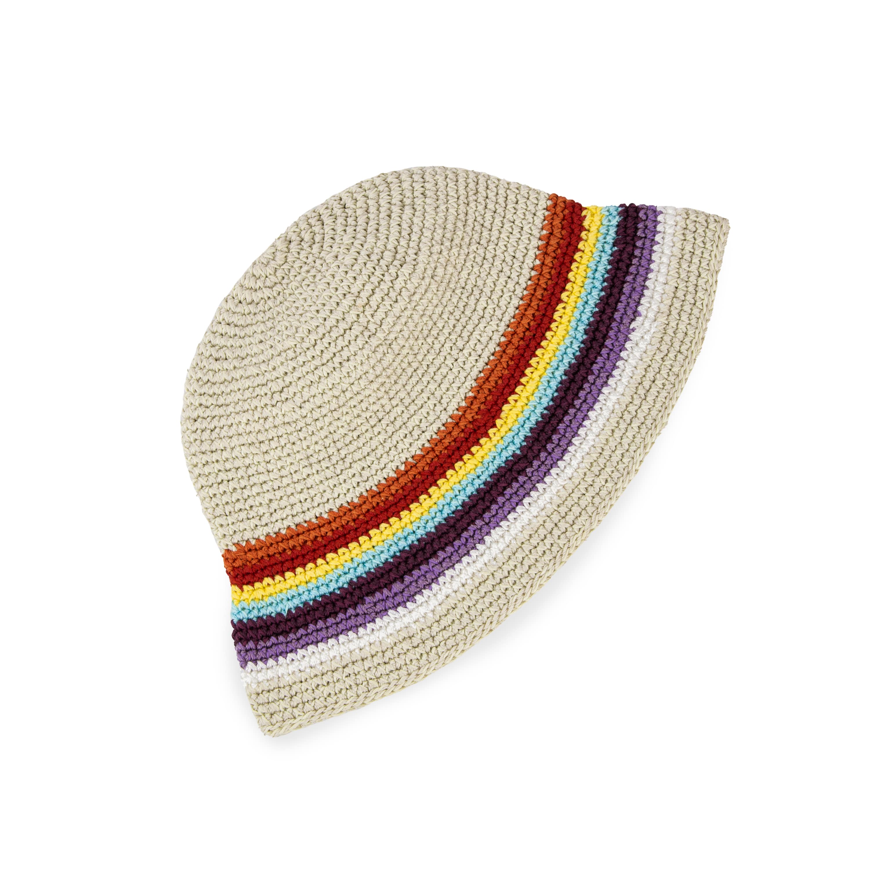 Lanie Bucket Hat - Hand Crochet Retro Rainbow Sun Hat for Women - Perfect for Beach, Summer Outfits & Music Festivals