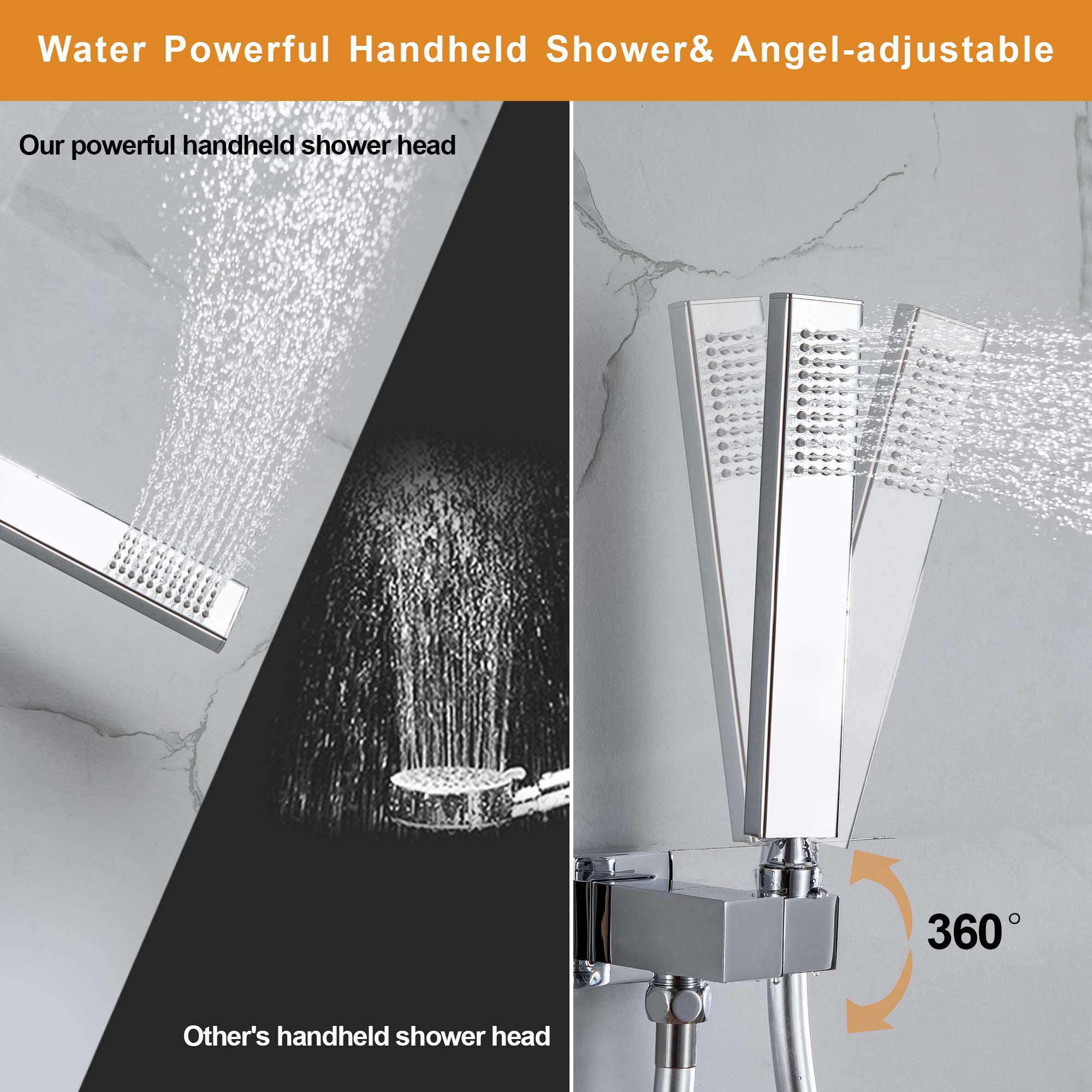 Luxury 10 Inch Wall Mounted Rain Shower System with Handheld Shower - Chrome Bathroom Faucet Set with Rough-in Valve & Trim Kit for Spa-Like Shower Experience
