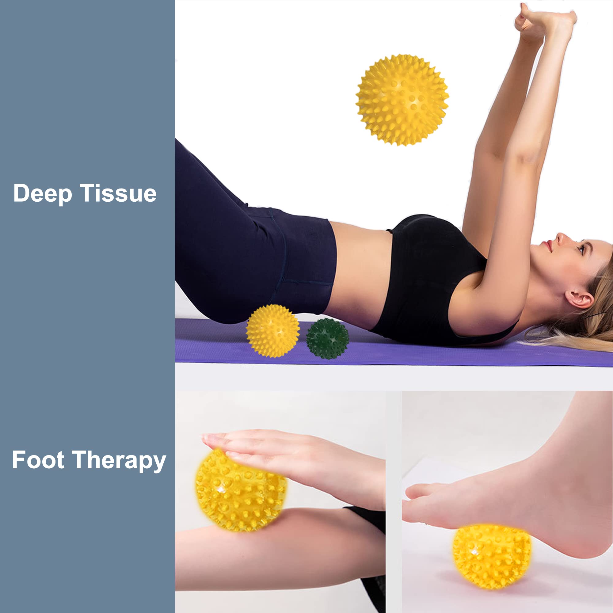 Plantar Fasciitis Foot Roller & Massage Balls Set - Deep Tissue Therapy for Neuropathy Pain Relief, Muscle Recovery & Reflexology - Perfect for Athletes, Runners & Office Workers (Includes 2 Rollers + 2 Spiky Balls) - Use After Workouts, Long Standing or Desk Work for Instant Relief