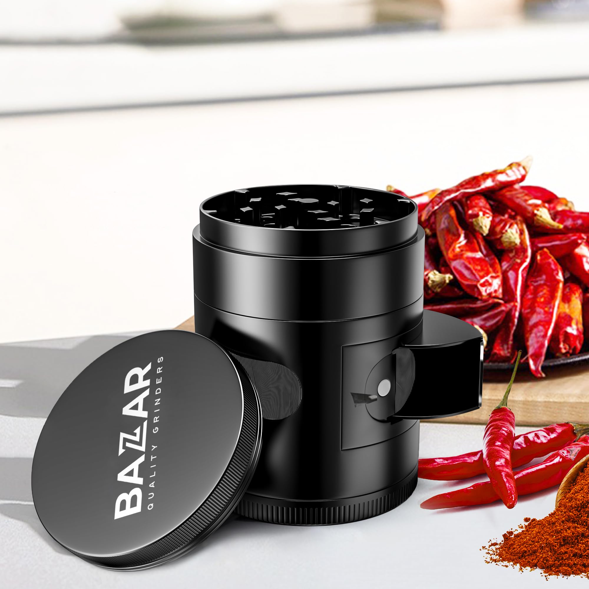 Premium Bazaar Manual Kitchen Grinder - Durable Zinc Alloy Spice & Coffee Grinder for Home Cooking, Baking & Camping - Black