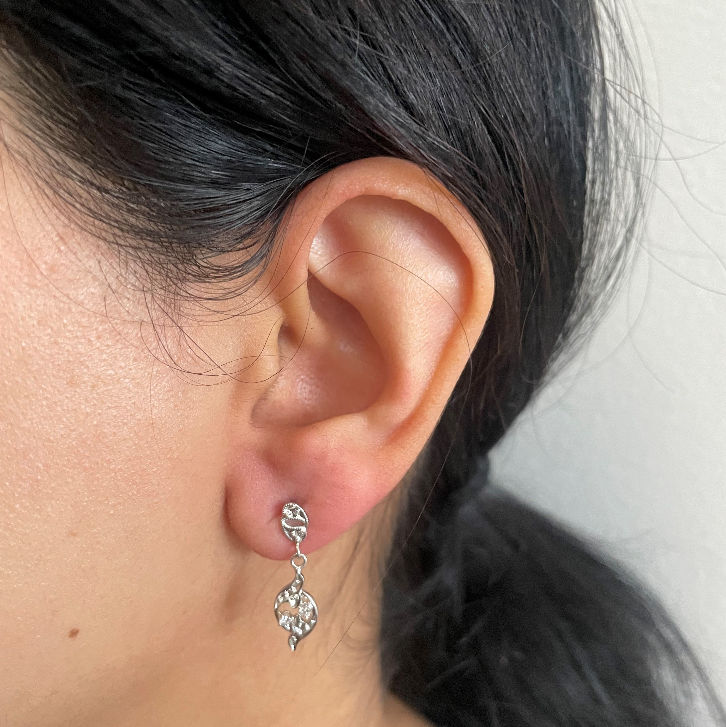 Milgrain Detailed Diamond Drop Earrings 0.06ctw - Elegant Dangle Earrings for Women | Perfect for Weddings, Parties & Special Occasions