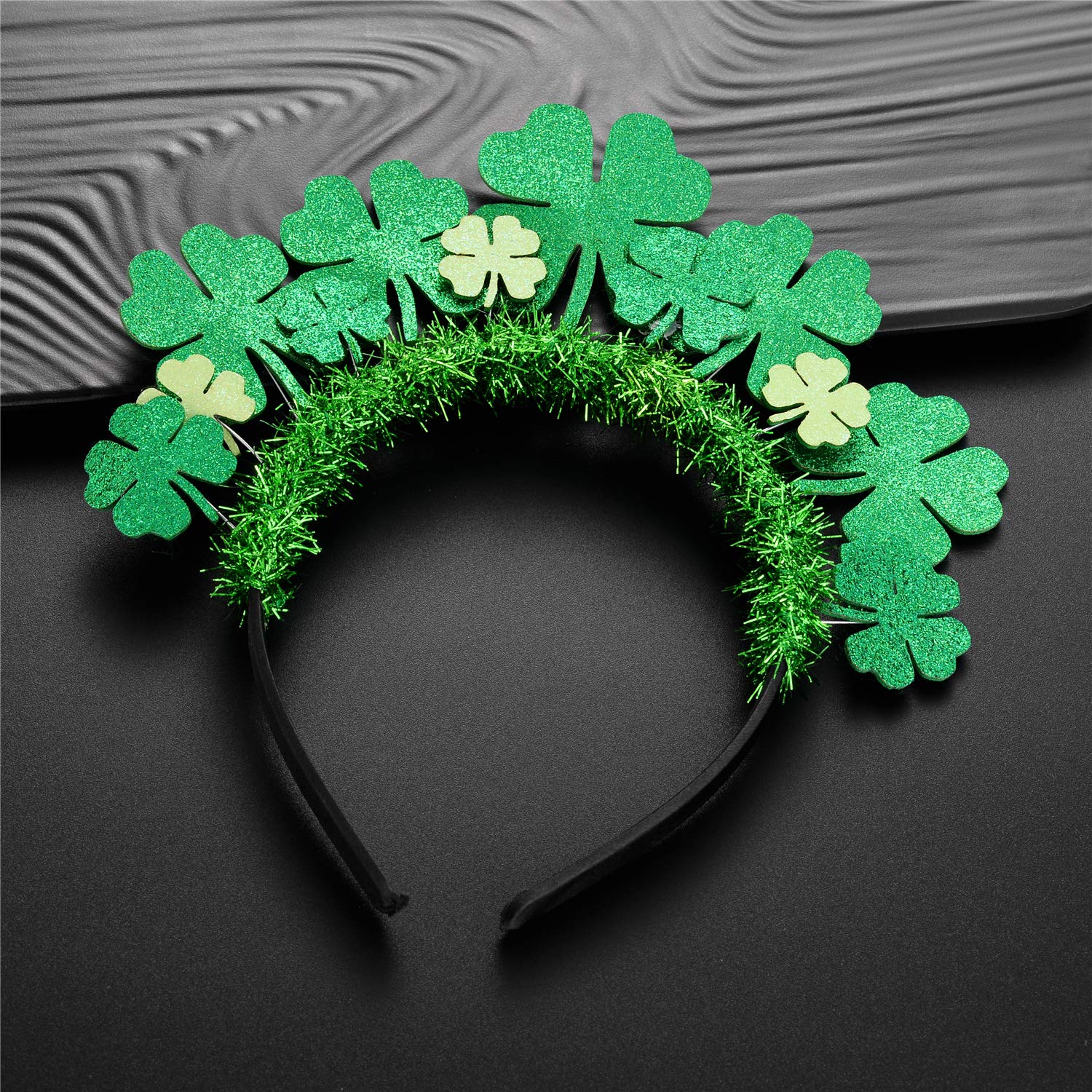 Lucky Clover Headband for St. Patrick's Day - Green Glitter Accessory for Party & Costume