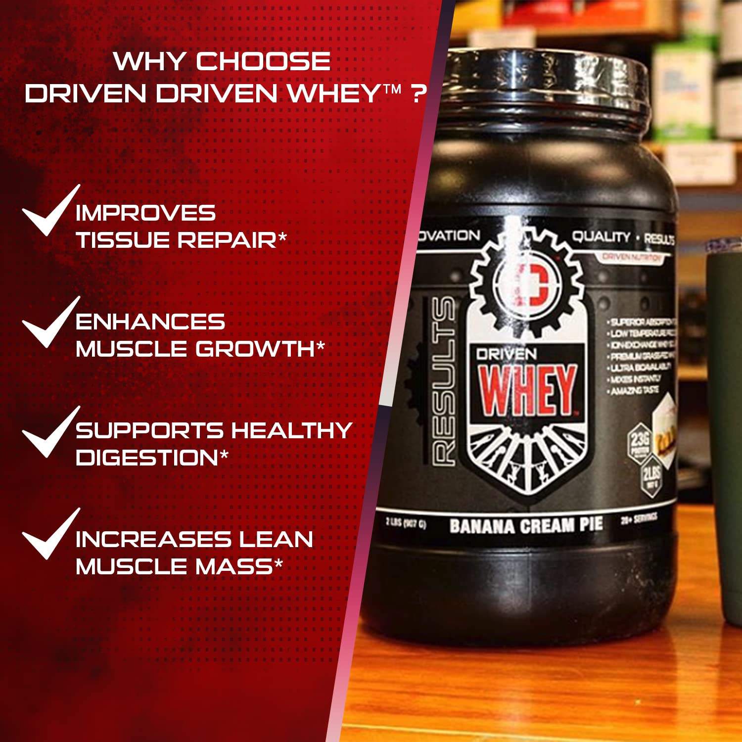 Grass Fed Whey Protein Powder - 23g Protein with BCAA & Digestive Enzymes for Muscle Recovery | Delicious Banana Pie Flavor | Post-Workout Shake & Healthy Breakfast Supplement (2 lb)