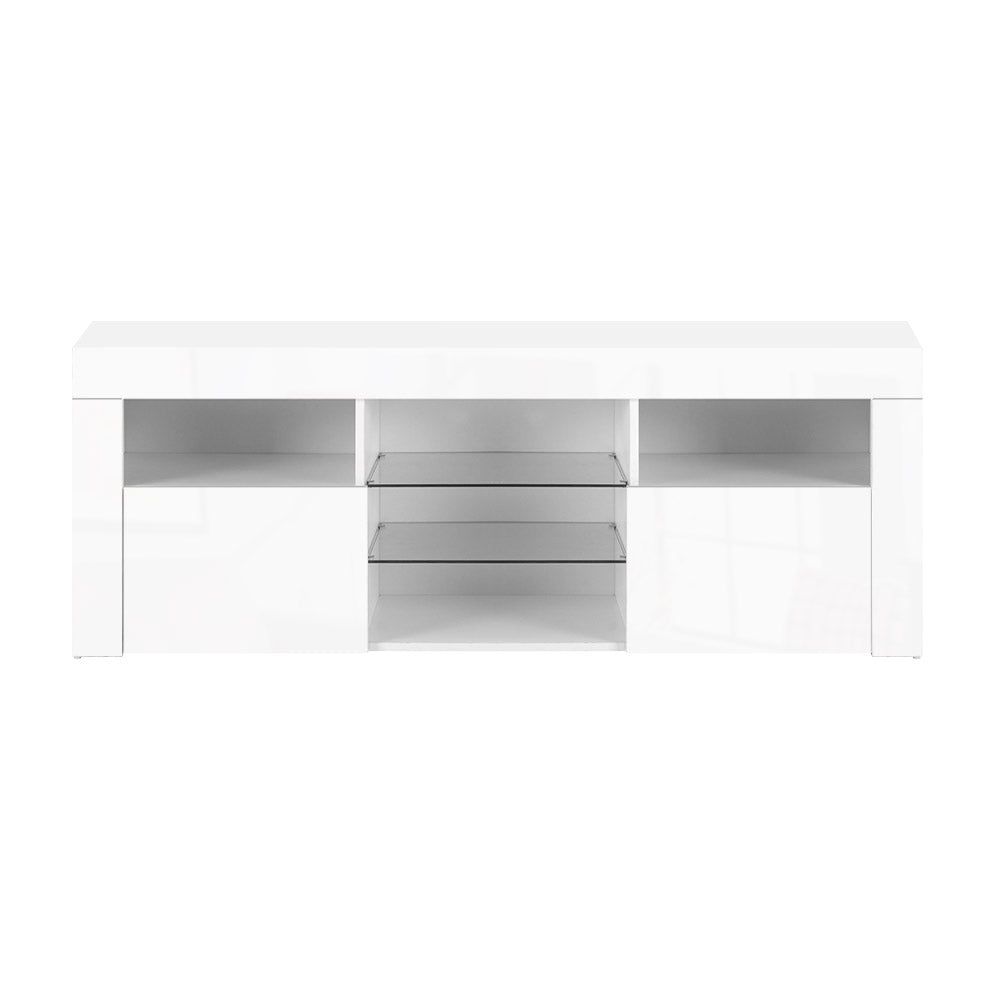 Artiss 145cm White Angus Entertainment Unit TV Cabinet with LED Lighting - Perfect for Living Room, Bedroom & Home Theater Setup