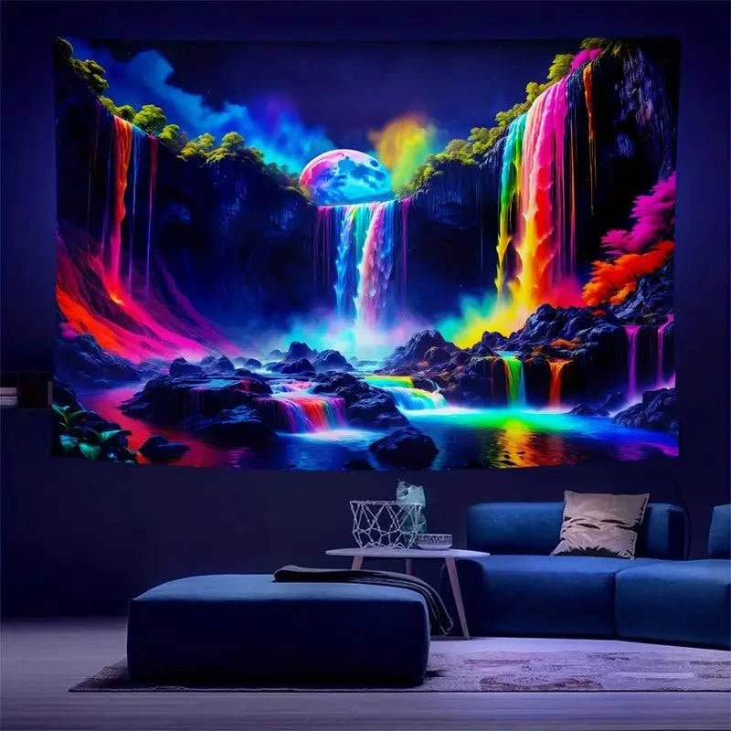 Stunning Mountain Waterfall with Rainbow Wall Art - Nature Landscape Canvas Print for Home & Office Decor | Perfect for Living Room, Bedroom, or Meditation Space