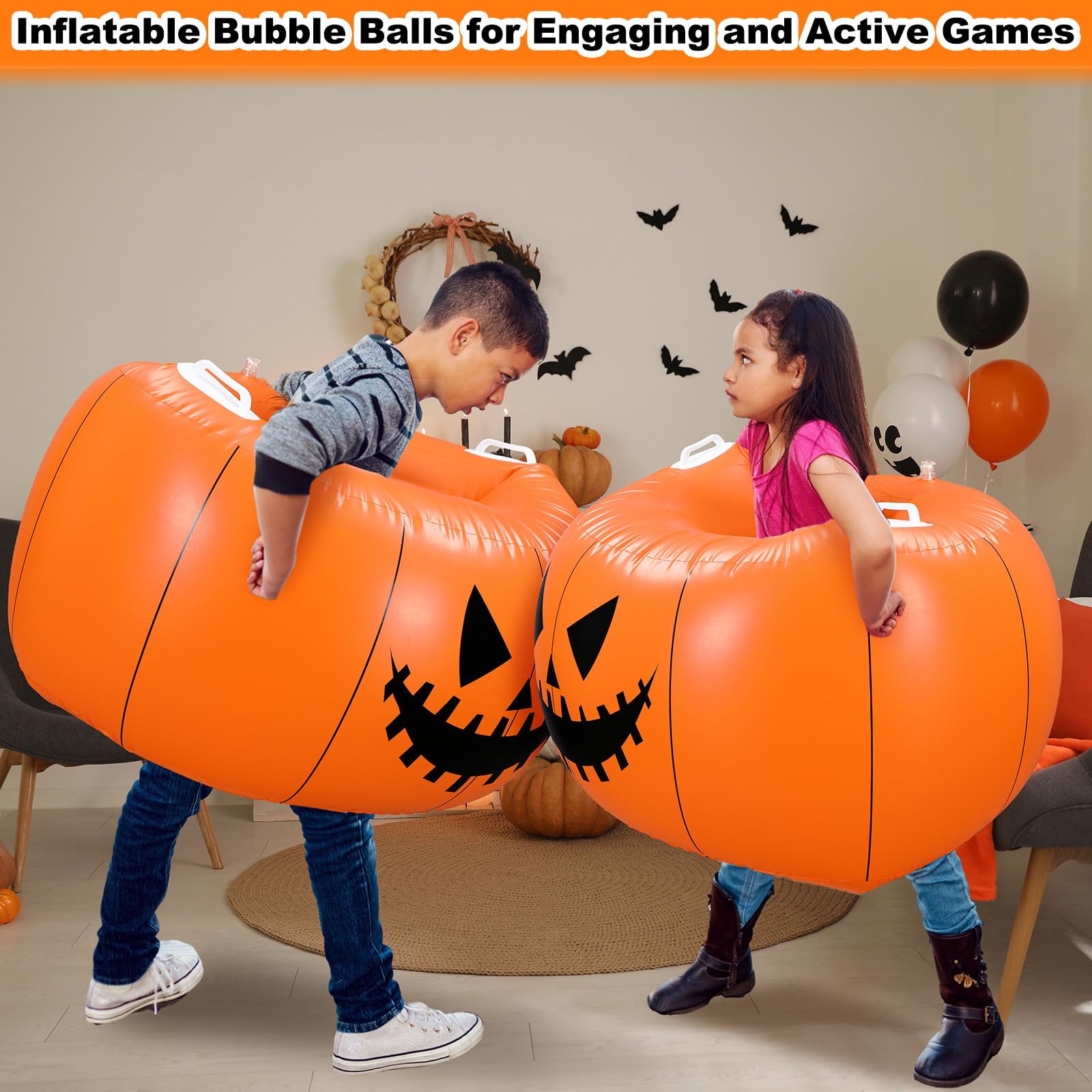 2 Pack Halloween Pumpkin Inflatable Bubble Balls - 40