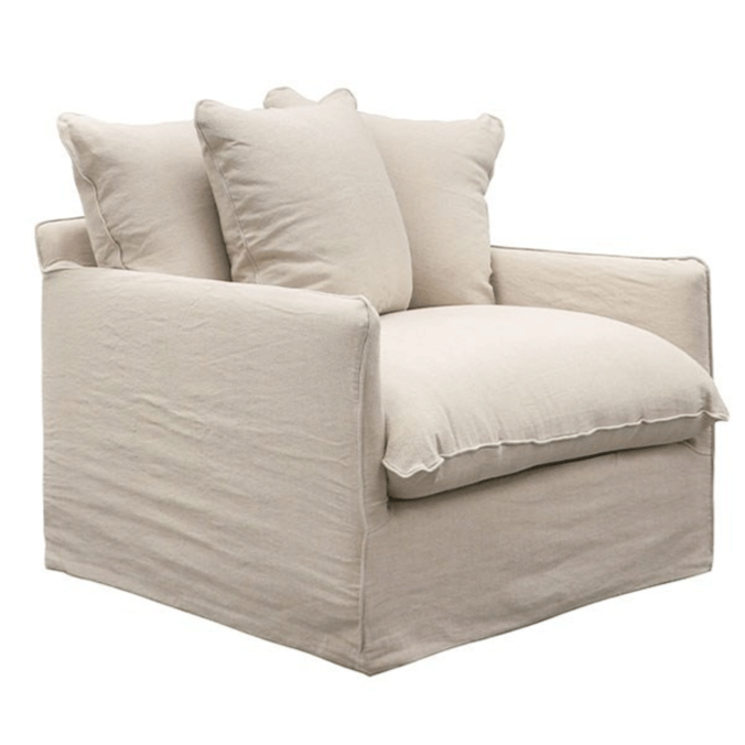 Linen Slip Cover Armchair - Natural Cotton Fabric, Comfortable & Breathable for Living Room, Bedroom, or Office - Easy to Clean & Durable Home Decor