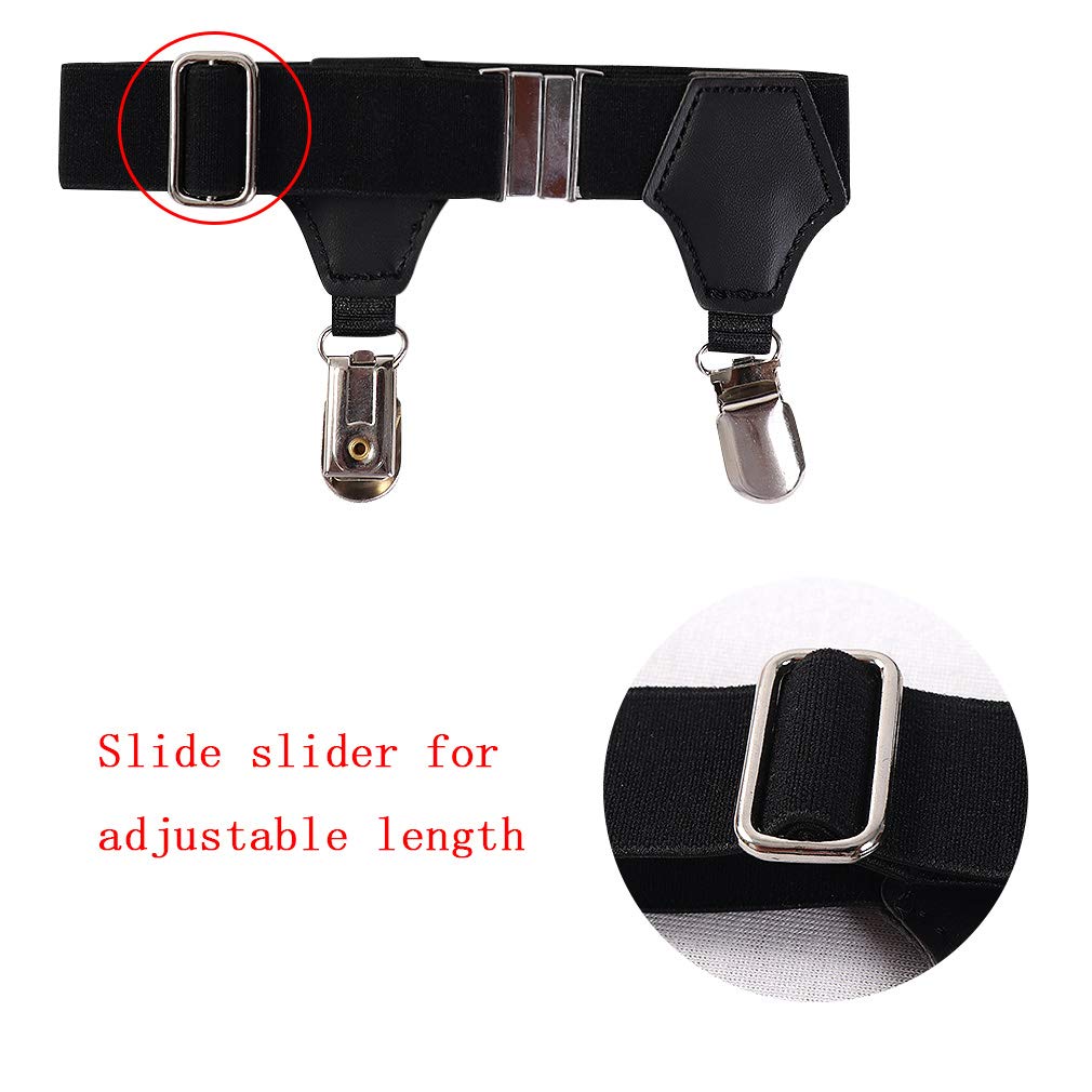 Adjustable Men's Sock Garters Belt with Sturdy Duckbill Buckle - 1-Pack Black Sock Suspenders for Formal Wear & Vintage Style