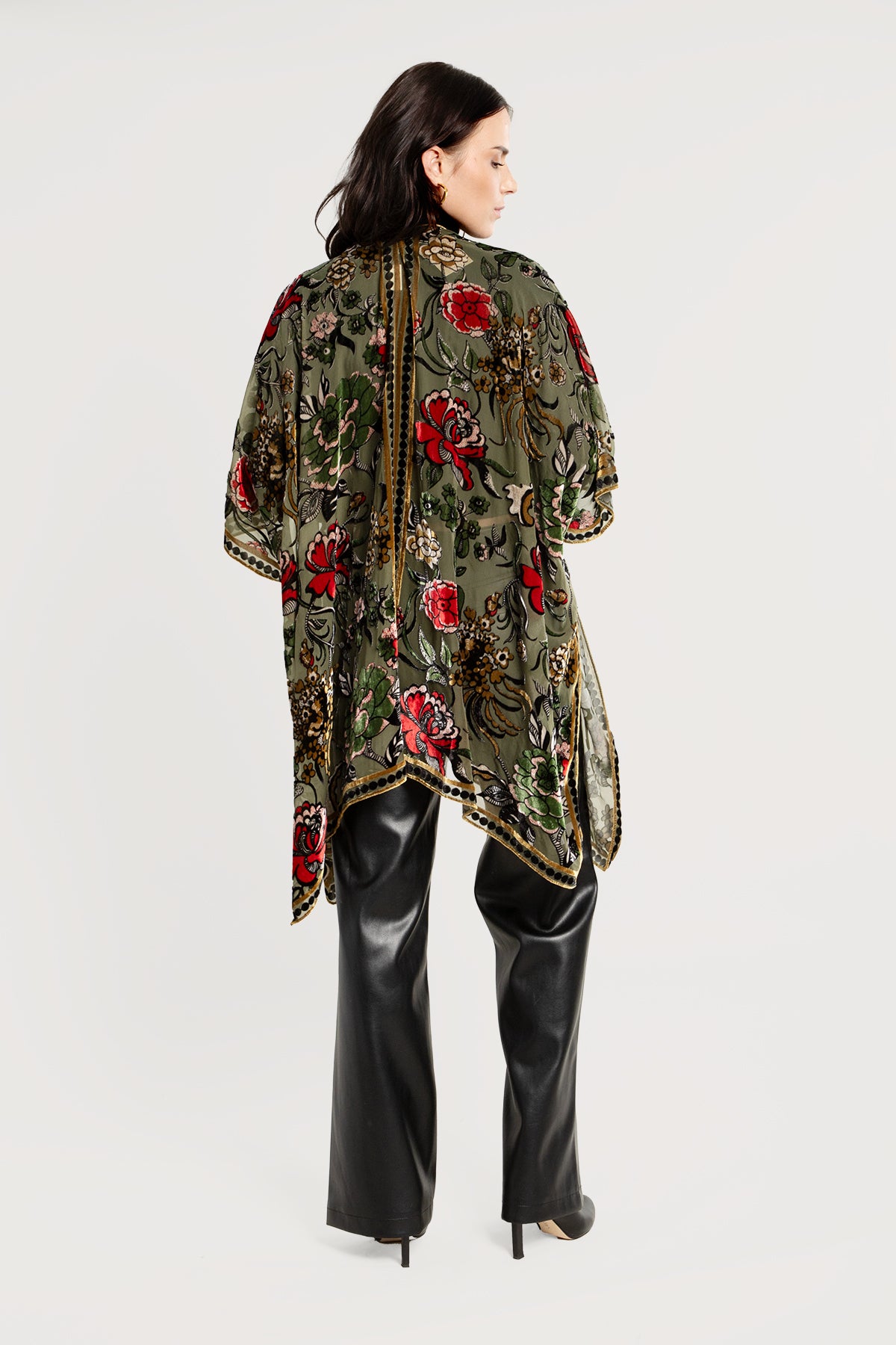 Floral Sheer Velvet Ruana Wrap Shawl - Lightweight Elegant Cover Up for Women - Perfect for Weddings, Parties & Evening Events