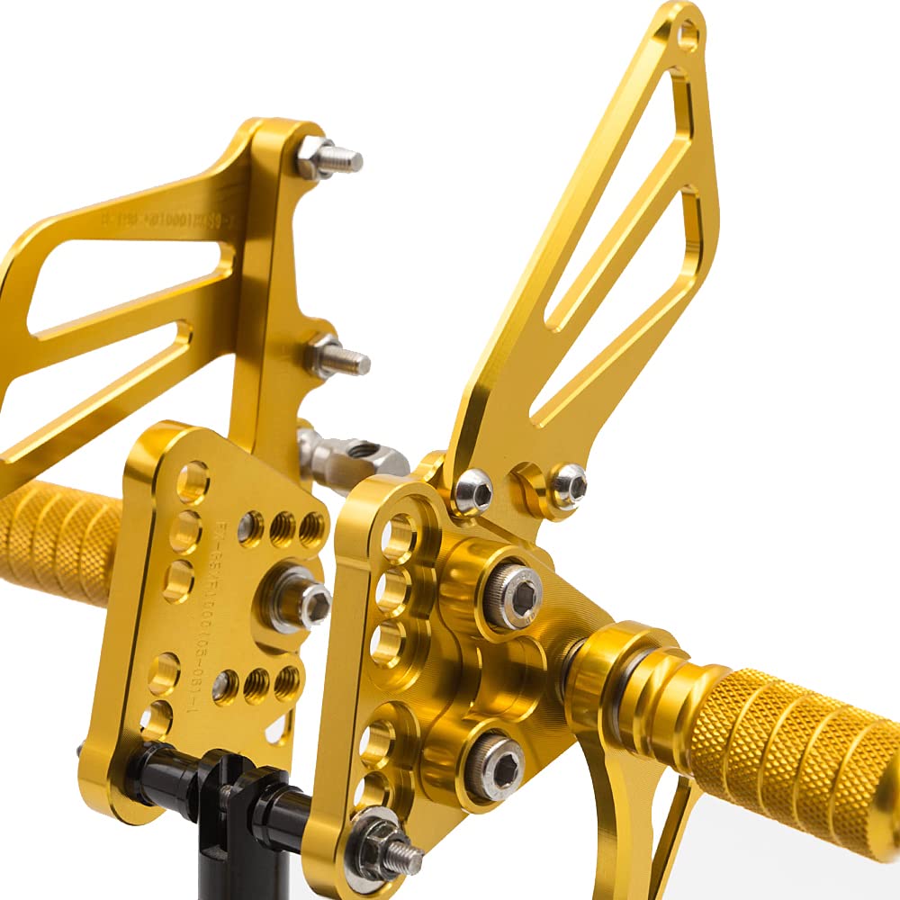 Adjustable CNC GSXR1000 05-06 Motorcycle Rearset Foot Pegs - Fully Customizable Footrests for Suzuki GSX-R1000 (2005-2006) - Gold Finish - Perfect for Racing, Track Days & Performance Riding