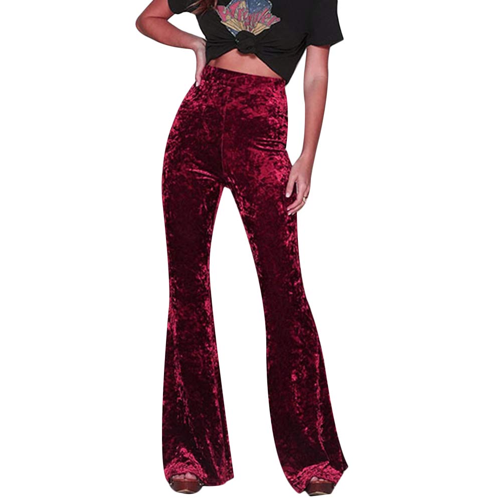 Women's Velvet High Waist Wide Leg Palazzo Yoga Pants - Soft Stretchy Flare Lounge Pants for Yoga, Workout & Casual Wear