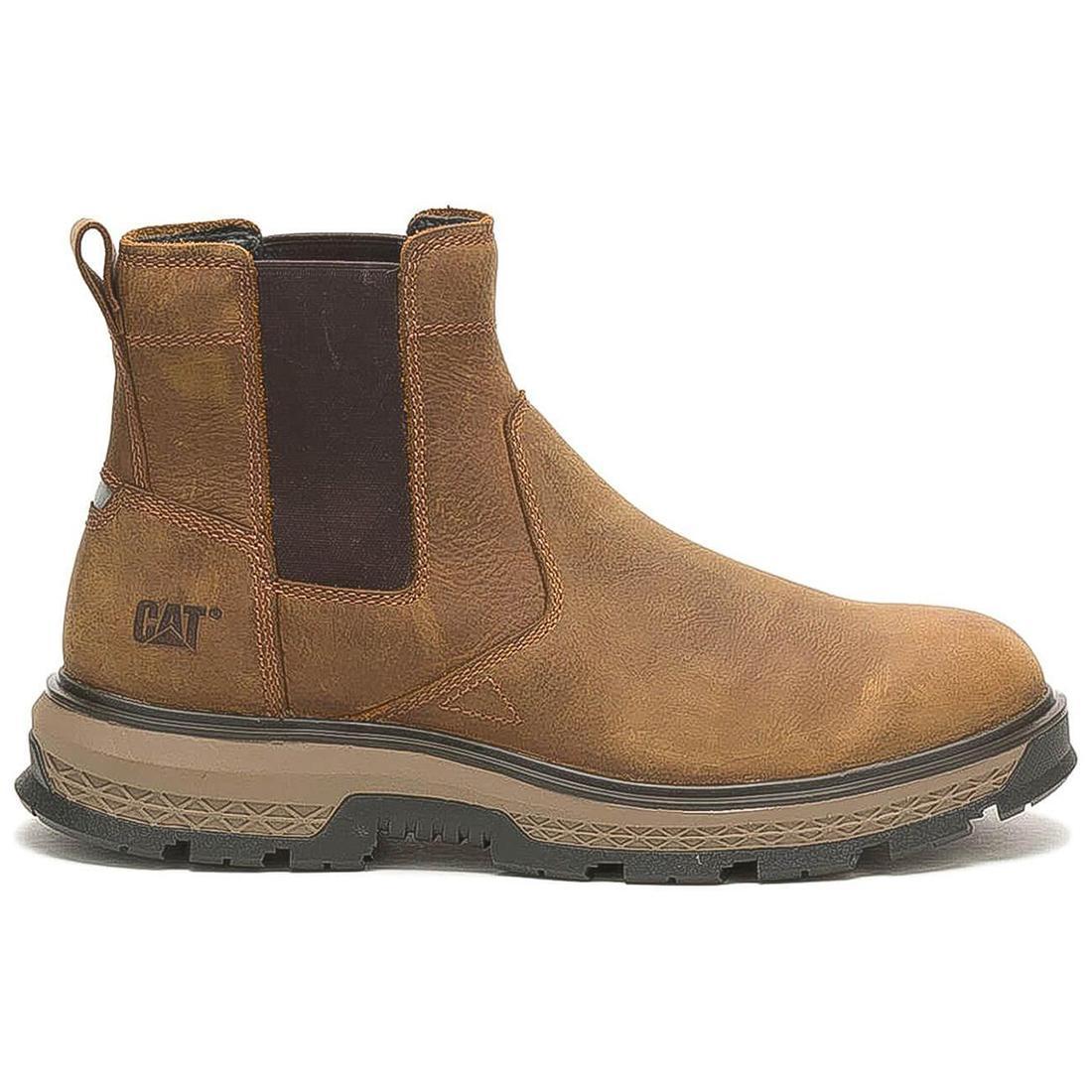 Premium Alloy Toe Chelsea Work Boots for Men - Slip Resistant & Comfortable Brown Leather Safety Shoes for Construction, Warehouse & Outdoor Work