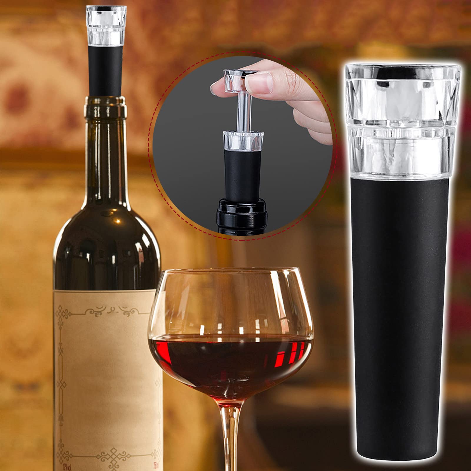 Premium Wine Vacuum Stopper & Pump Set - Food-Grade Silicone Wine Saver Cork for Red/White Wine Preservation - Keeps Wine Fresh for Days - Perfect for Wine Lovers, Home Bars & Gift Giving (1 PC) - Ideal for Dinner Parties, Date Nights & Wine Tasting Events