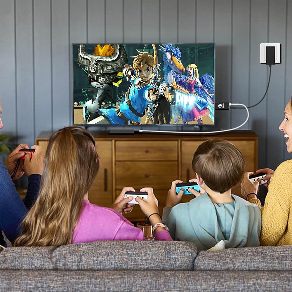 Nintendo Switch Dock & Switch OLED Dock - 6FT HDMI Cable, Type C to HDMI Adapter with 1080P@60Hz Output & 100W PD Charging - Perfect for TV Gaming & Home Entertainment