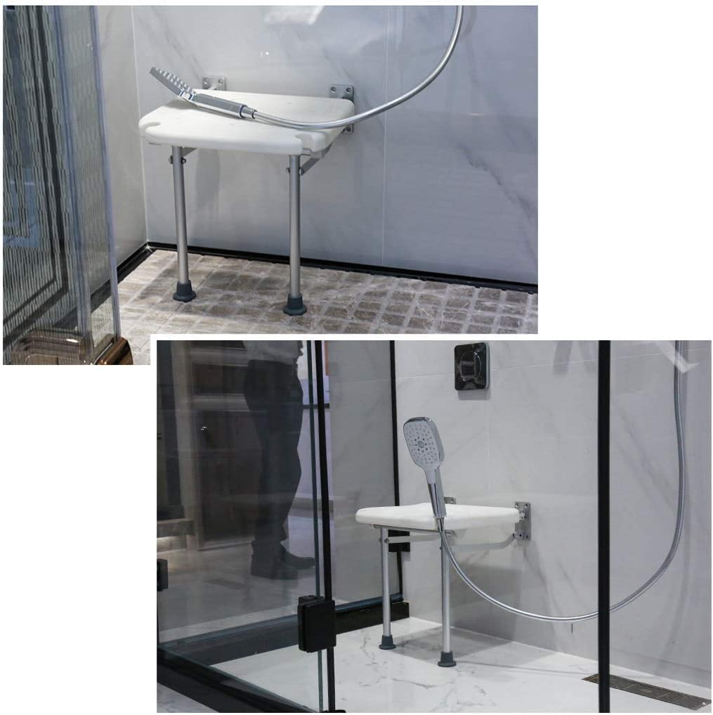 Foldable Wall Mounted Shower Chair for Elderly & Disabled - Anti-Slip Bathroom Stool with Adjustable Height | Portable Shower Seat for Safe Bathing | Perfect for Seniors, Rehab Patients & Home Care Use