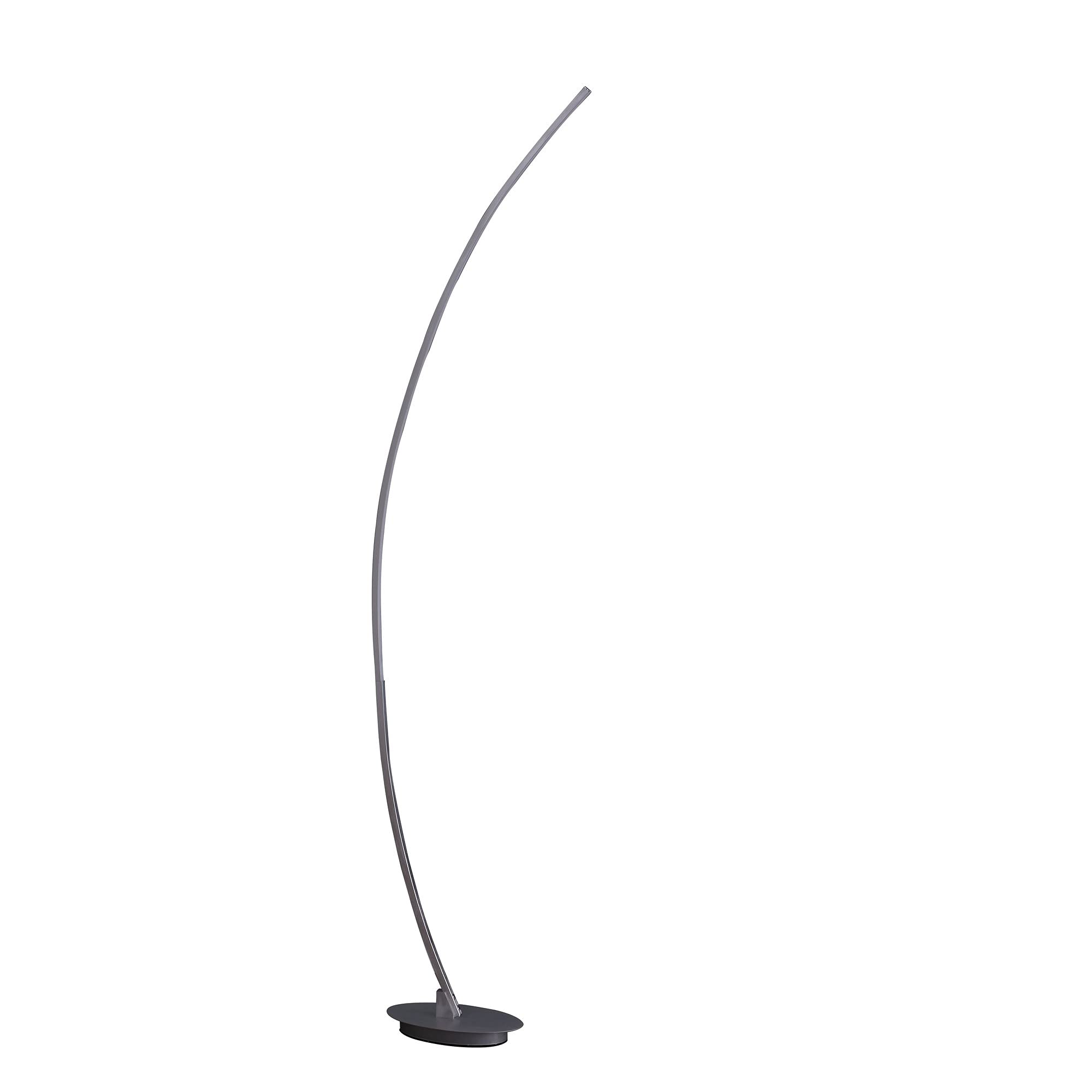 Benzara BM240345 Modern Floor LED Lamp with Brushed Silver Metal Arched Design - Elegant Lighting for Living Room, Bedroom, or Office Decor