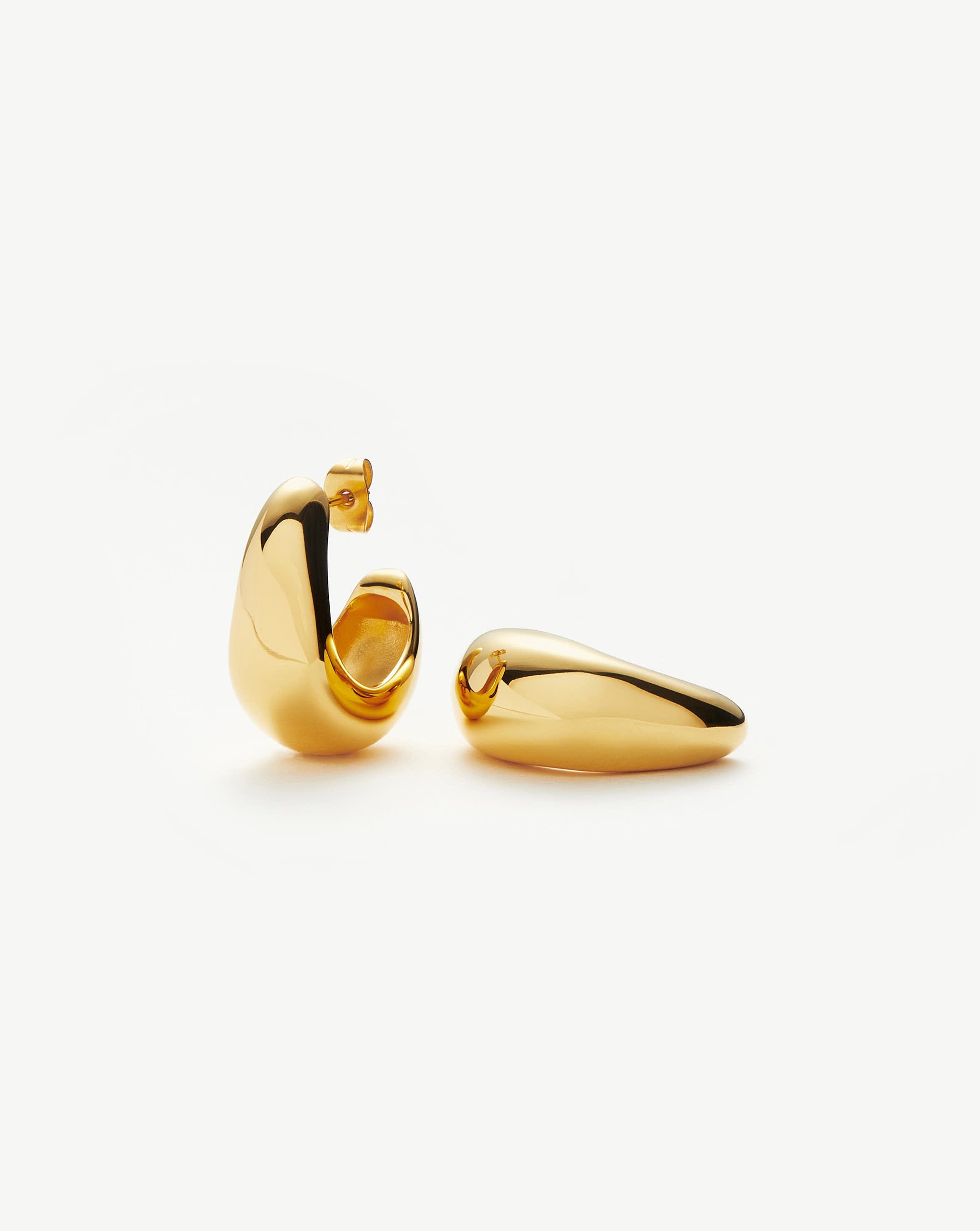 18k Gold Plated Dome Medium Hoop Earrings for Women - Elegant Everyday Jewelry for Work, Date Night & Special Occasions