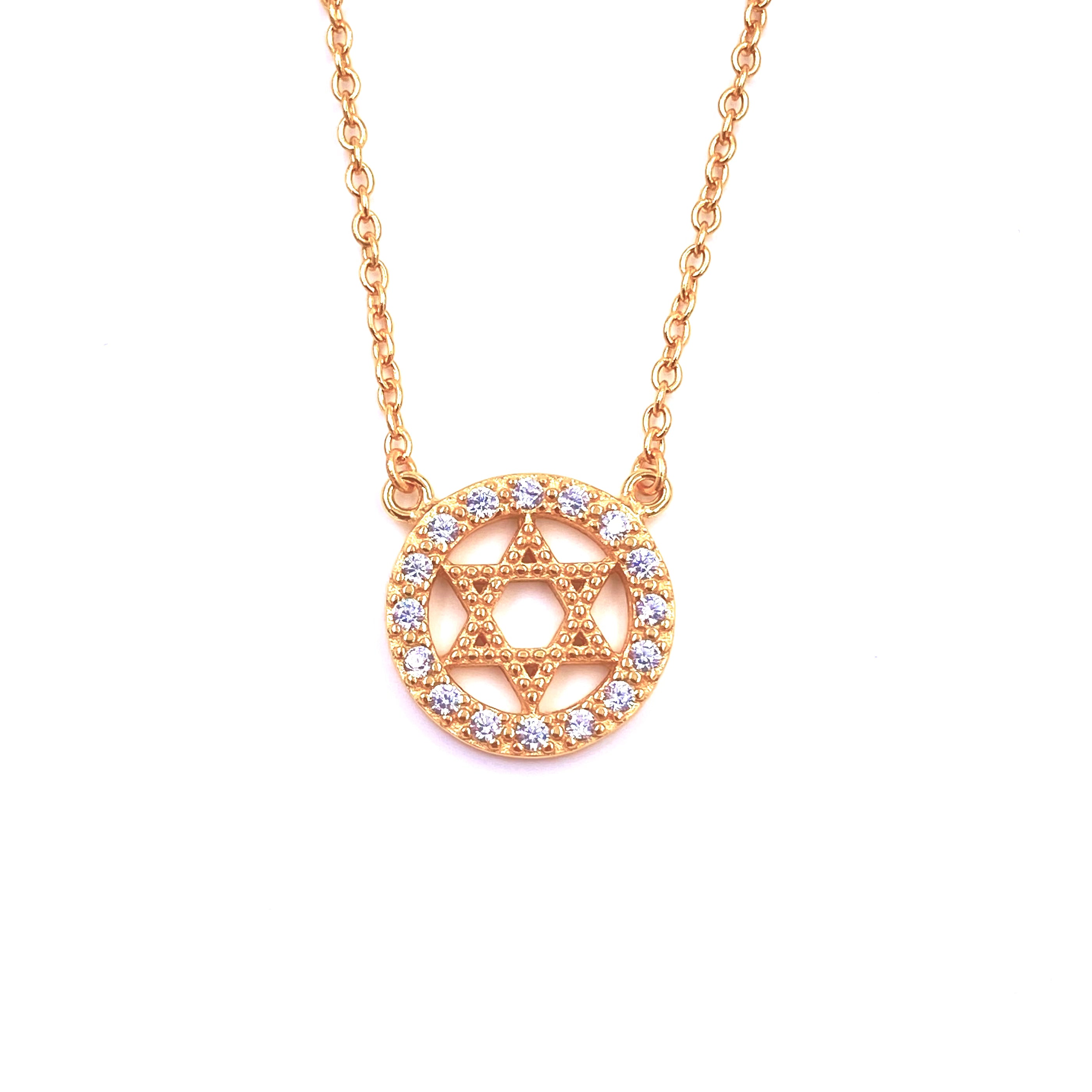 Ashley Gold Sterling Silver CZ Circle & Star Pendant Necklace for Women - Elegant Layered Jewelry Gift for Birthday, Anniversary & Special Occasions