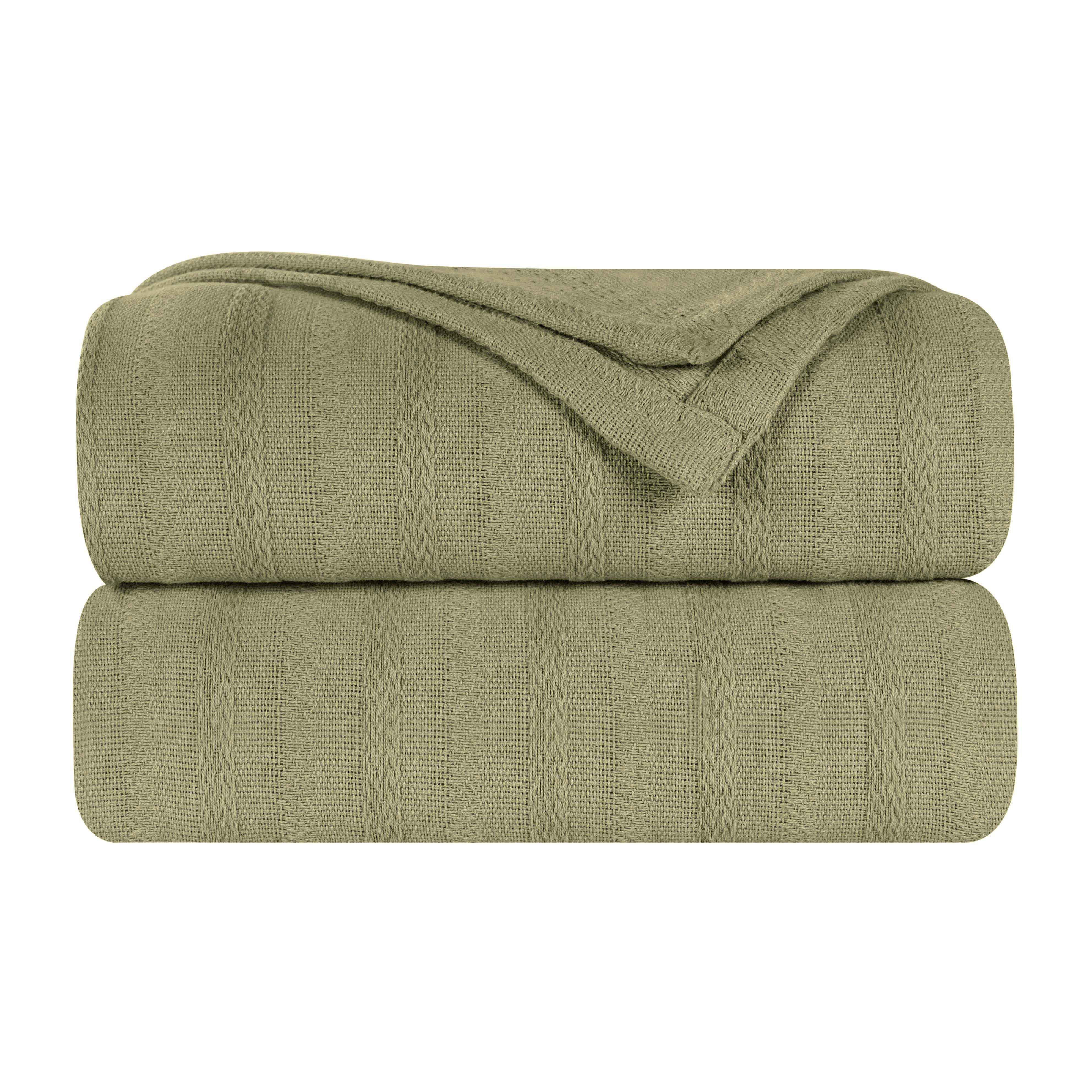 Soft Clara Cotton Textured Striped Lightweight Woven Blanket - Perfect for Sofa, Bed & Outdoor Picnics