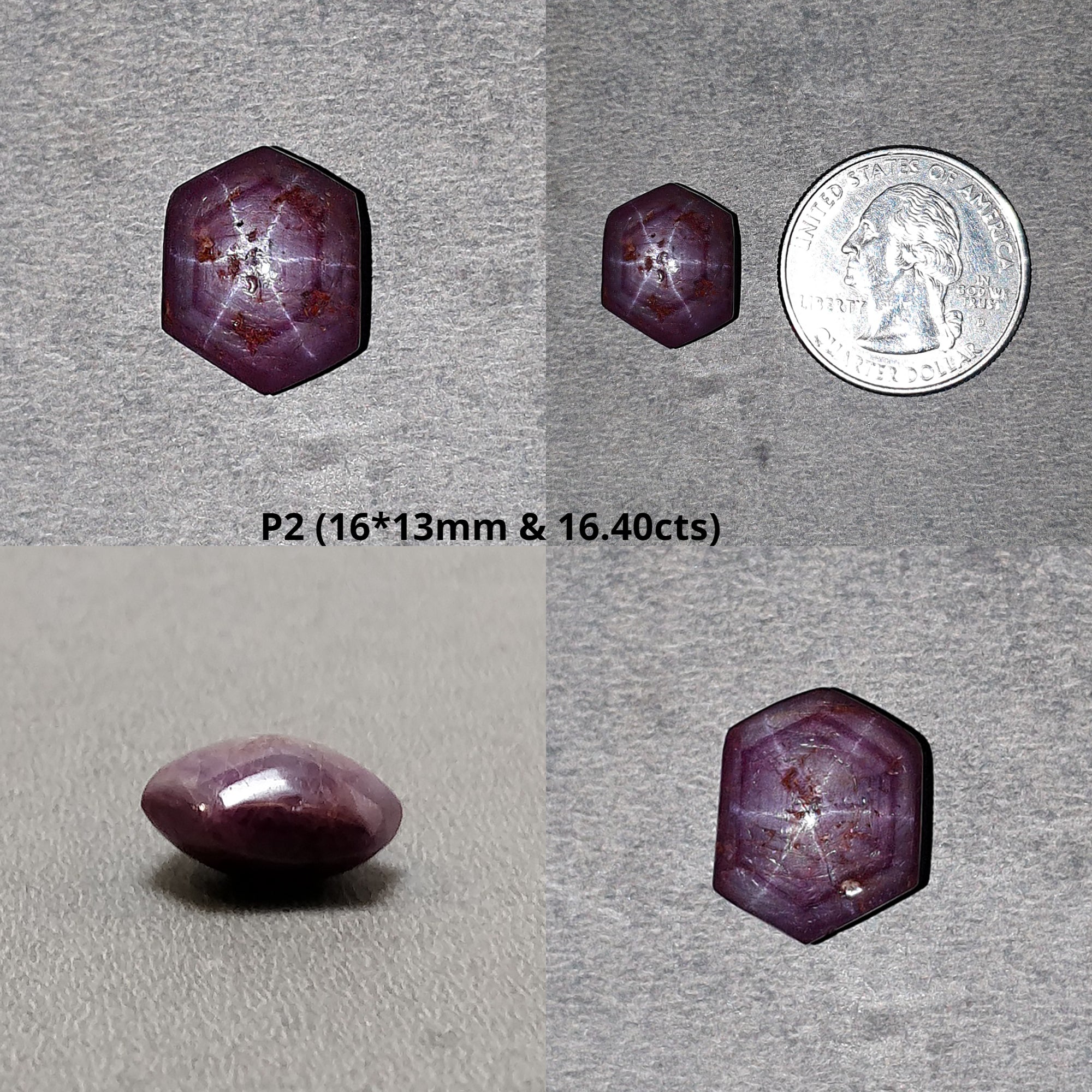 Natural Untreated 9ct & 28ct Johnson Star Ruby Gemstone Cabochon - Hexagon Shape with 6-Ray Red Star for Jewelry Making & Collectors | Perfect for Rings, Pendants & Healing Crystals