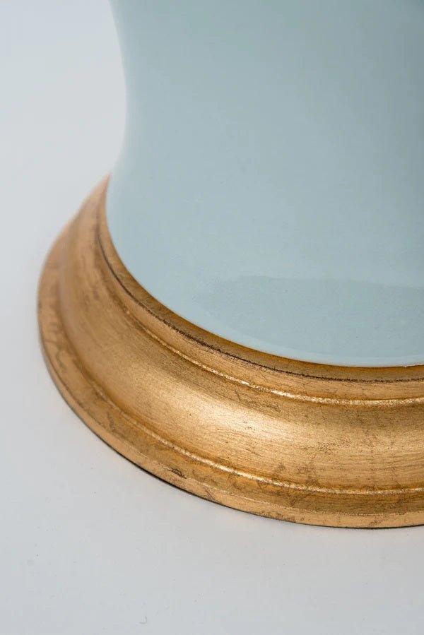 Amelie Blue Couture Ceramic Table Lamp with Fabric Shade - Elegant Home Decor for Living Room, Bedroom & Office Lighting