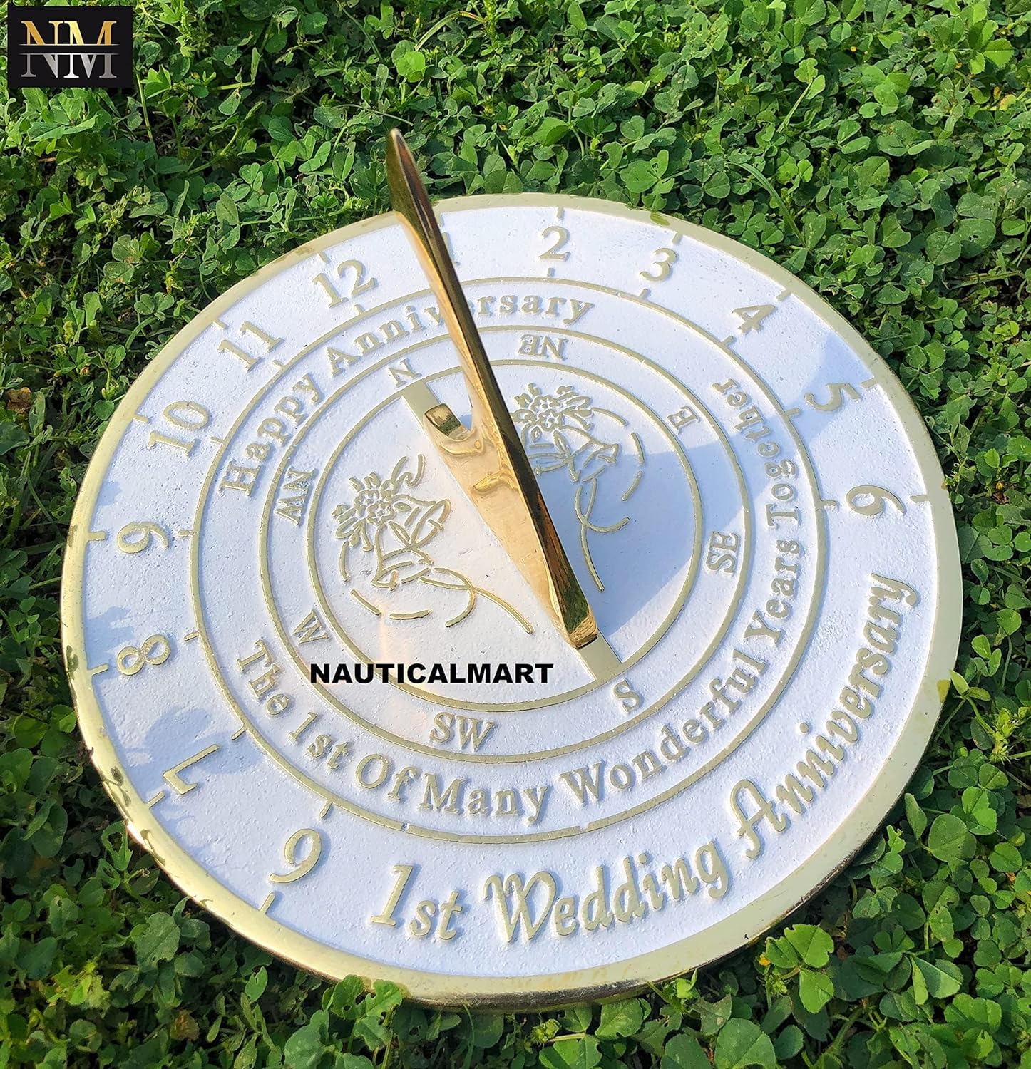 Nautical-Mart First Wedding Anniversary Sundial Gift - Unique 1st Year Marriage Present for Him, Her or Couples - Perfect for Romantic Celebrations & Home Decor