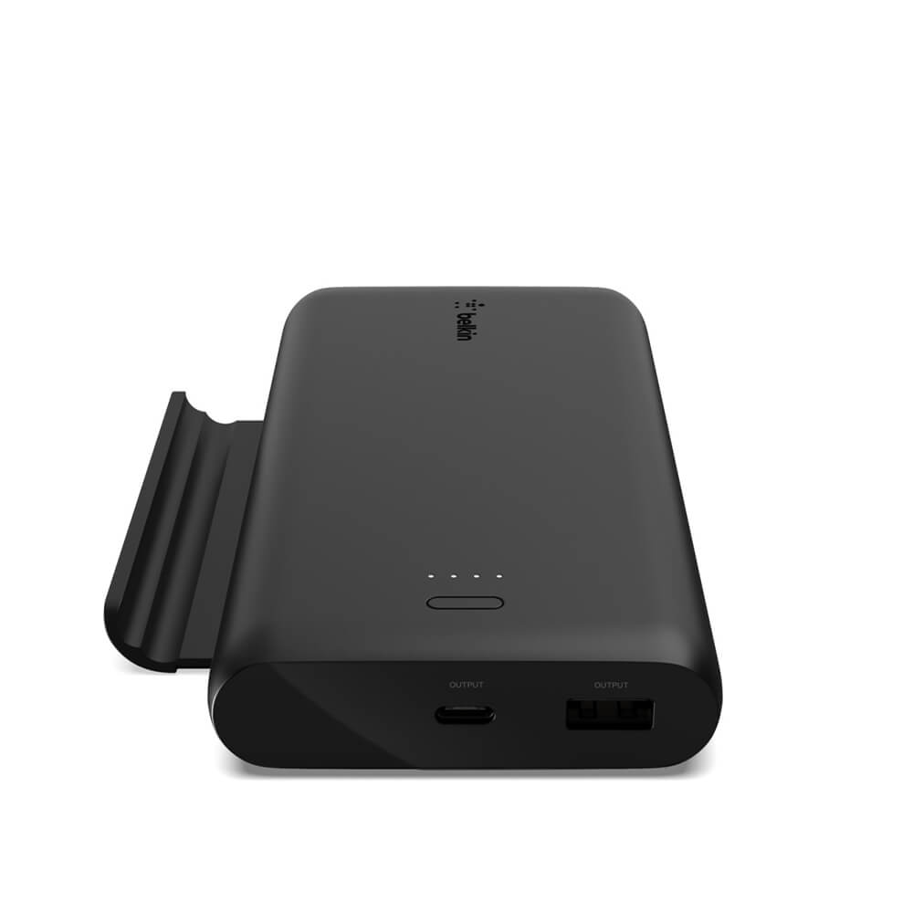 Belkin Pocket Power 10000mAh Portable Charger with Retractable Stand - Black | Ultra-Compact Power Bank for Travel, Camping & Emergency Backup