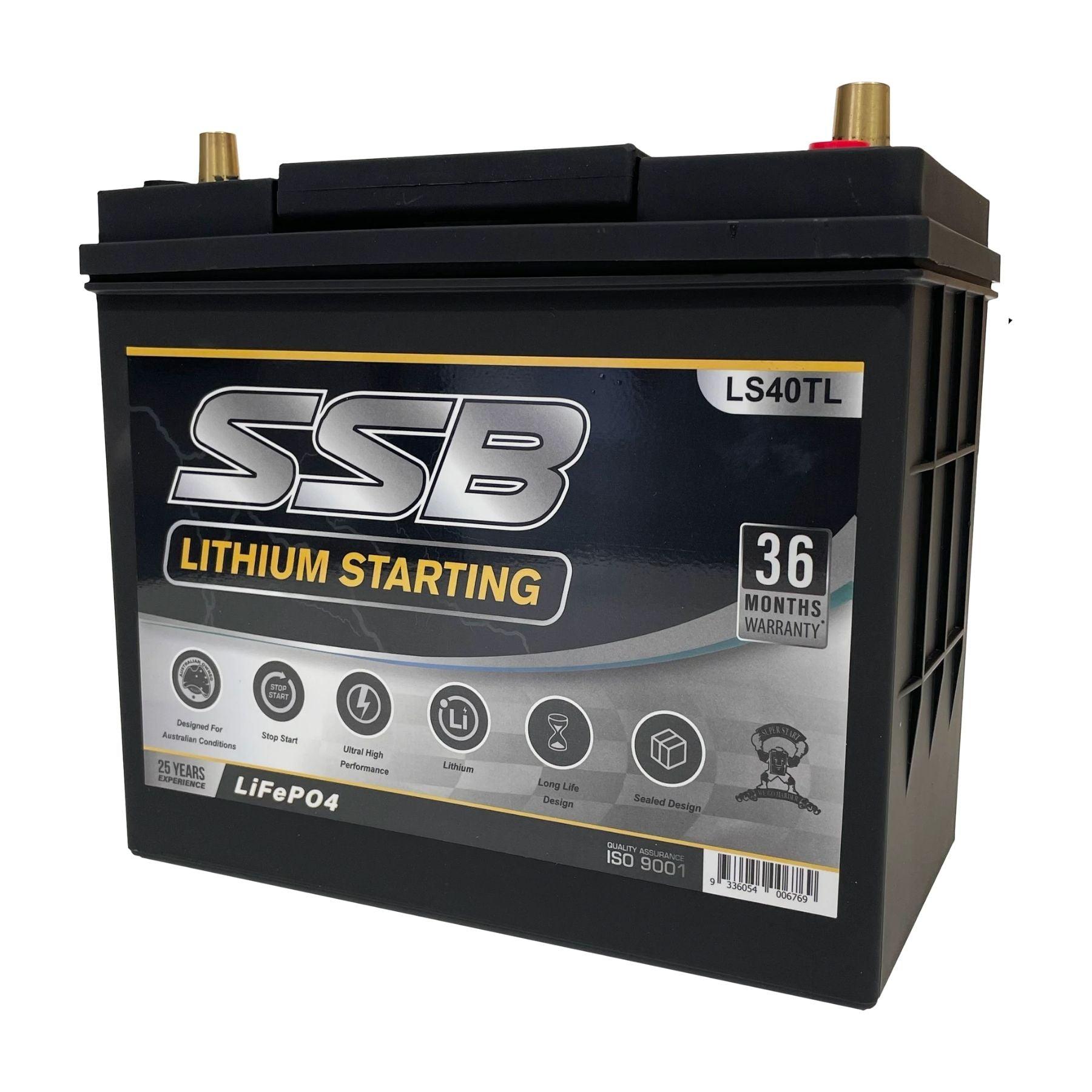 SSB 12V 40Ah 1000CCA Lithium Starting Battery - High Performance Lithium Ion Car Battery for Trucks, RVs, Boats & Powersports - Cold Cranking Power for Reliable Engine Starts in Extreme Weather