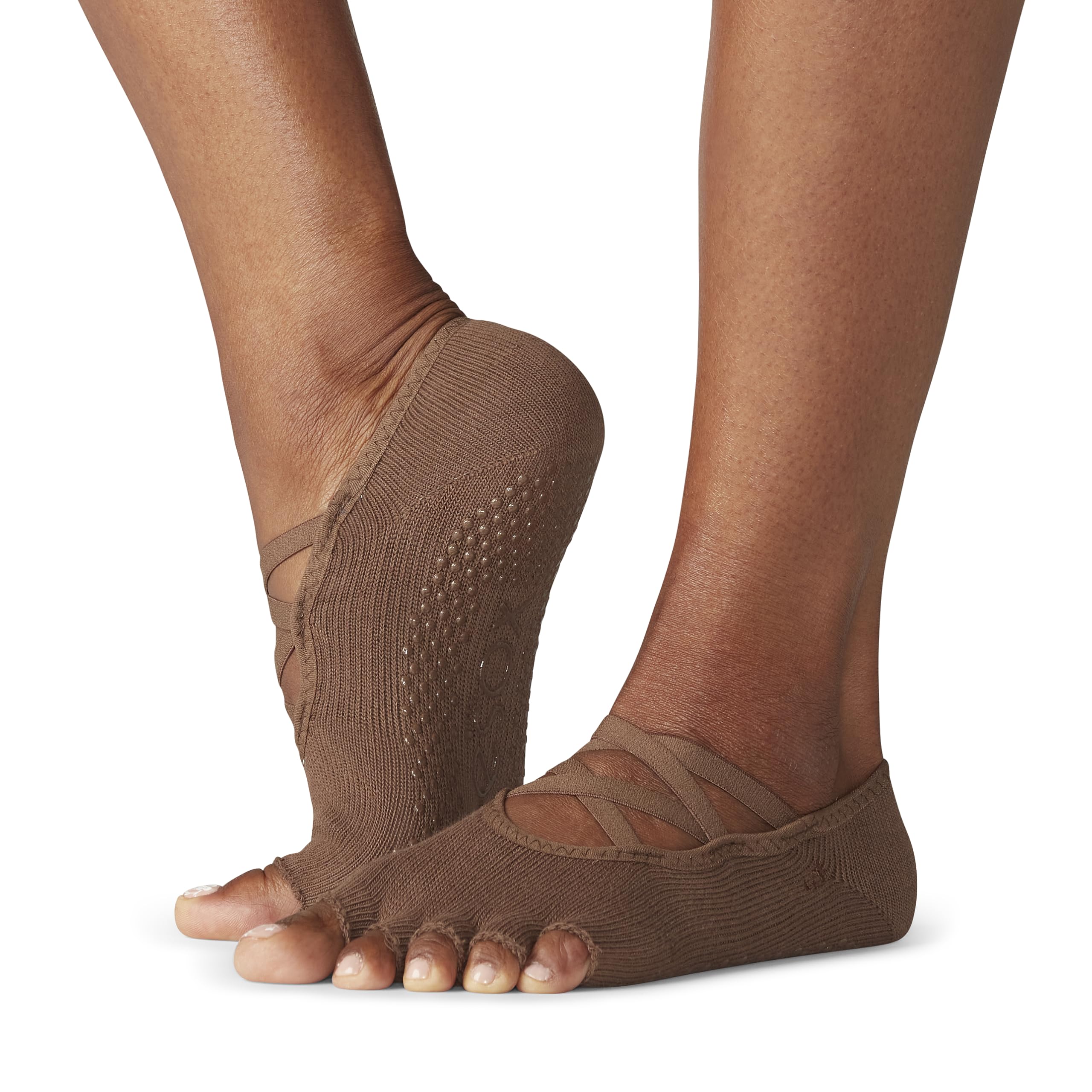 Toesox Women's Elle Half Toe Grip Socks - Non-Slip Yoga & Pilates Socks with Silicone Grips for Women, Barre Workout Socks - Perfect for Yoga, Pilates, Barre Classes and Home Workouts