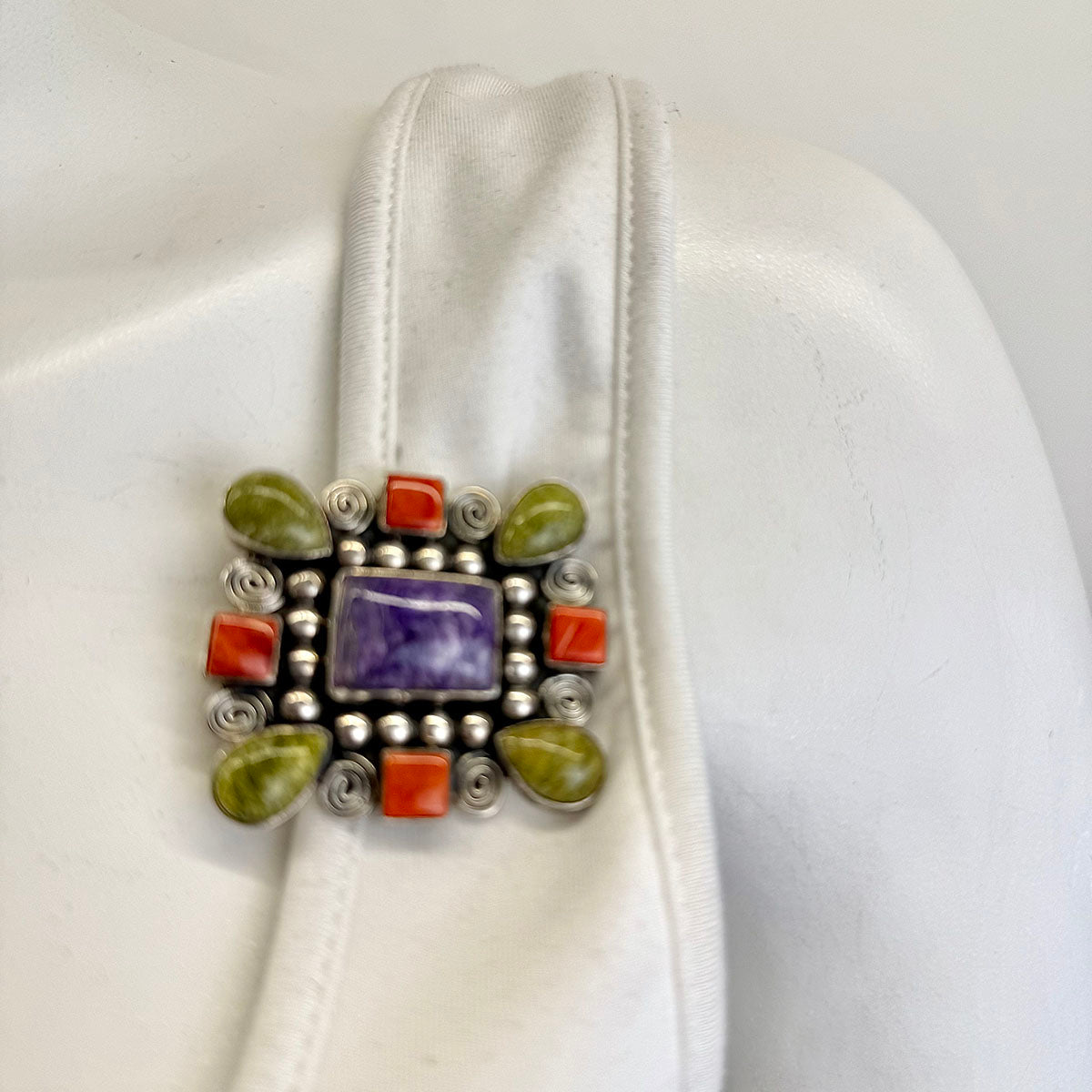 Tonia June Rafael Sterling Silver Multi-Stone Brooch & Pendant - Elegant Jewelry for Women, Perfect for Weddings, Parties & Special Occasions