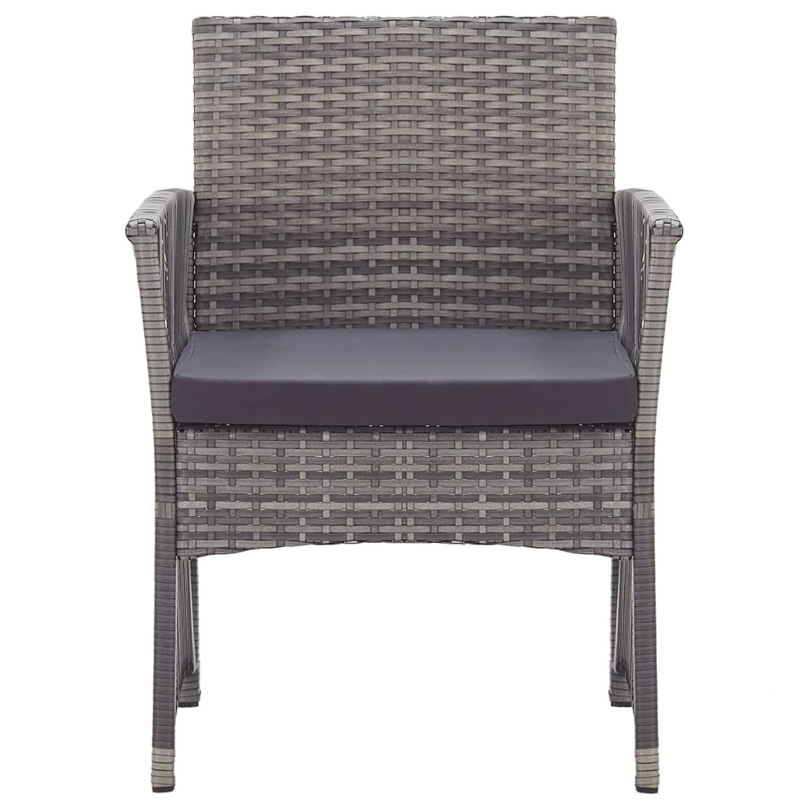 Stackable Outdoor Patio Chairs Set of 2 with Cushions - Durable Poly Rattan Armchairs for Garden, Poolside & Balcony - Anthracite Grey Modern Patio Furniture for Relaxing & Entertaining
