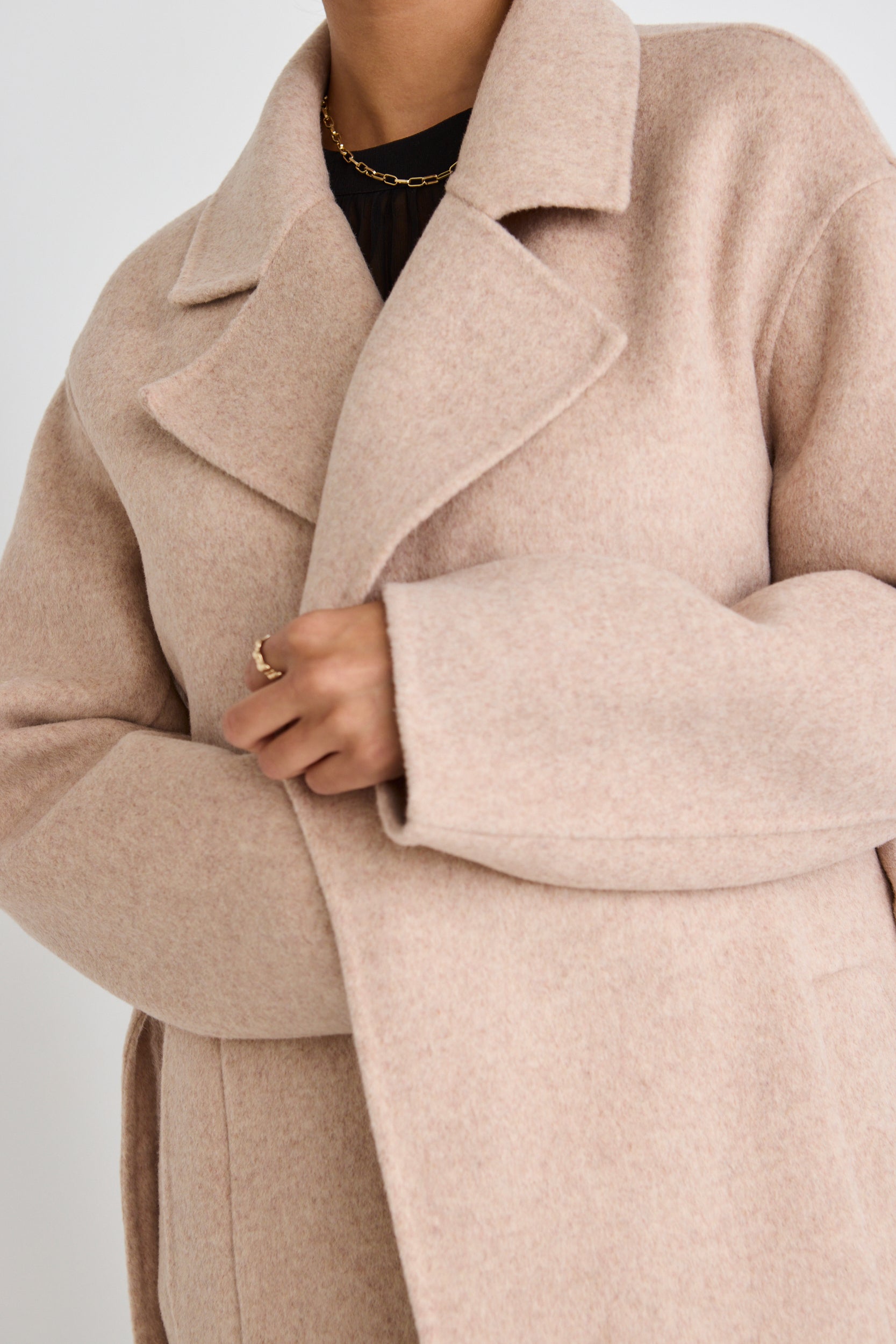 Geneva Oat Wool Blend Belted Coat - Women's Winter Trench Coat with Belt | Warm & Stylish Outerwear for Fall, Winter & Office Wear