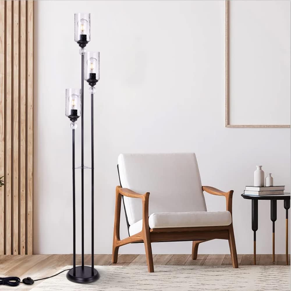 TOCHIC 3-Light Modern Floor Lamp with Glass Shade - 67