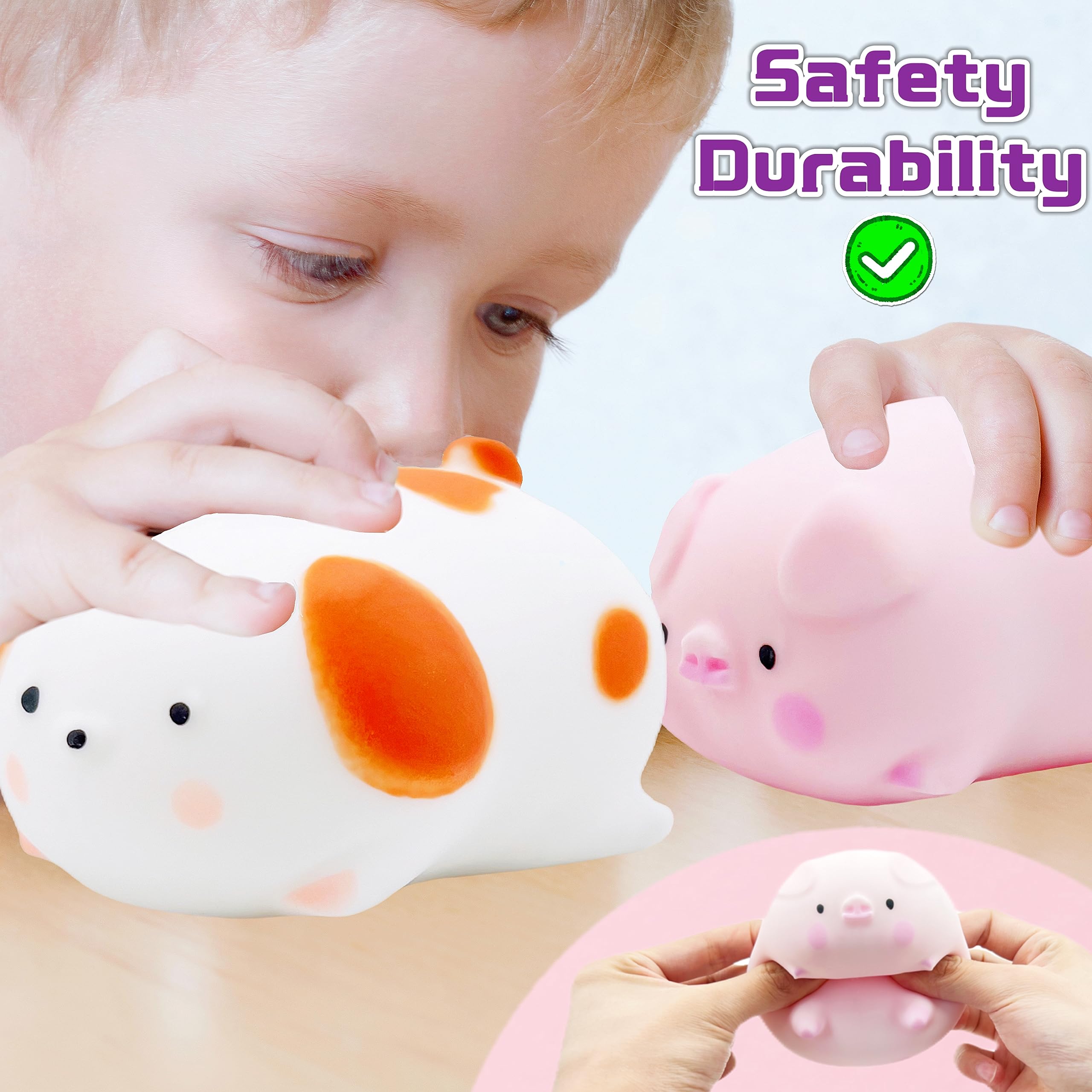 ZTATU Piggy Squishy Fidget Toys for Adults & Kids - 1PC Stress Relief Animal Sensory Ball, Soft Squishy Dough for Anxiety & ADHD - Perfect for Office, Classroom, Easter Basket Stuffers & Party Favors