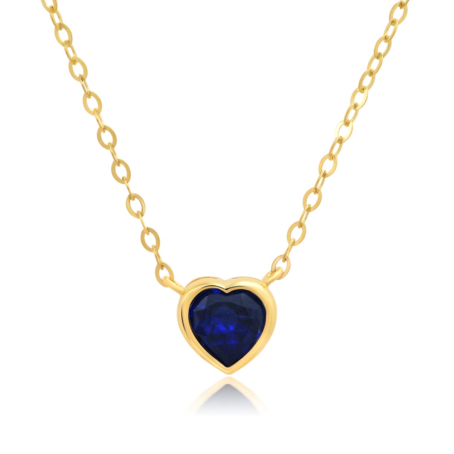 14K Yellow or White Gold Mini Heart Pendant Necklace with Birthstone - Dainty 5mm Bezel-Set Gemstone Jewelry for Women | Perfect Gift for Valentine's Day, Anniversary & Mother's Day