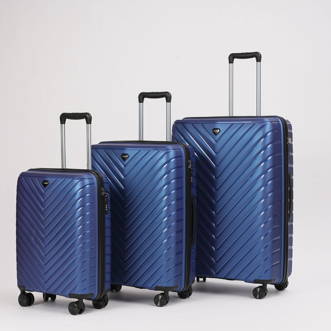 Durable Blue Hardcase Rolling Luggage Set (28